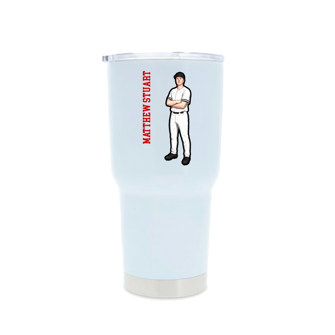 30oz Stainless Steel Tumbler — Name Vertical in White