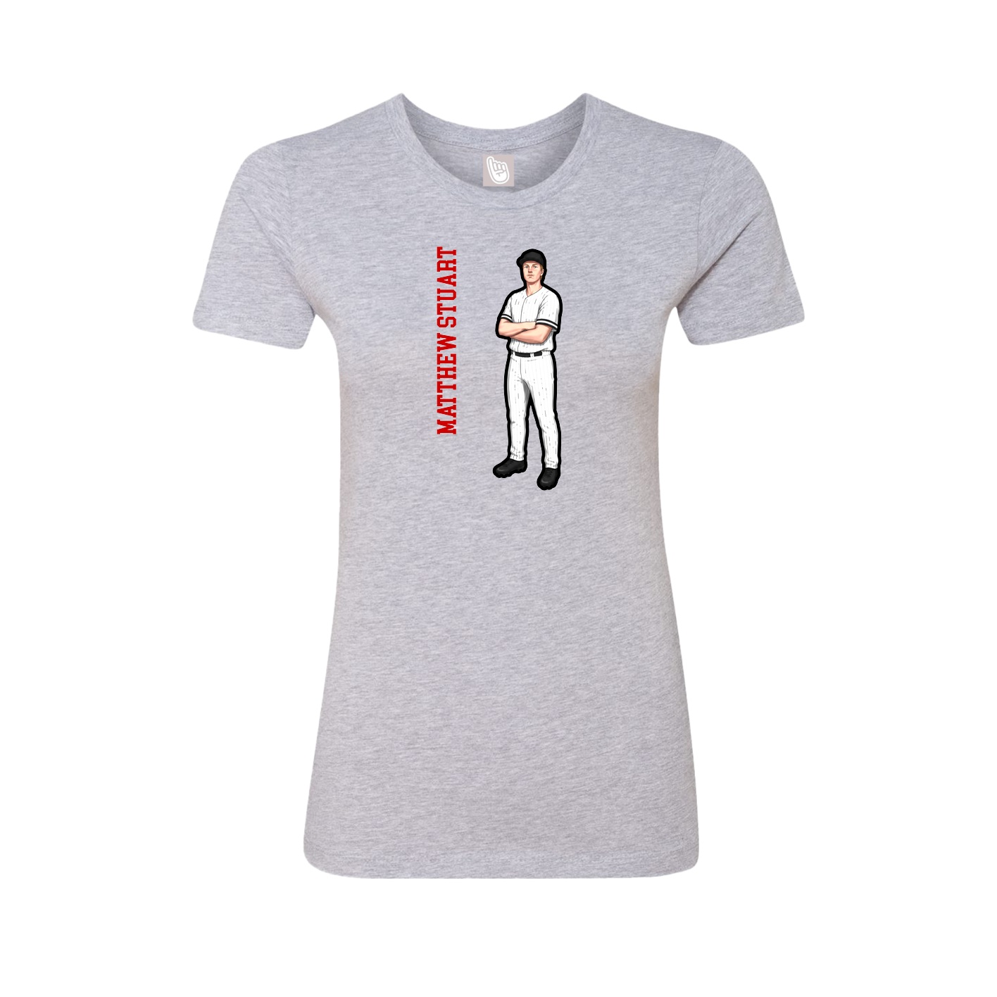 Womens Tee — Name Vertical in Grey
