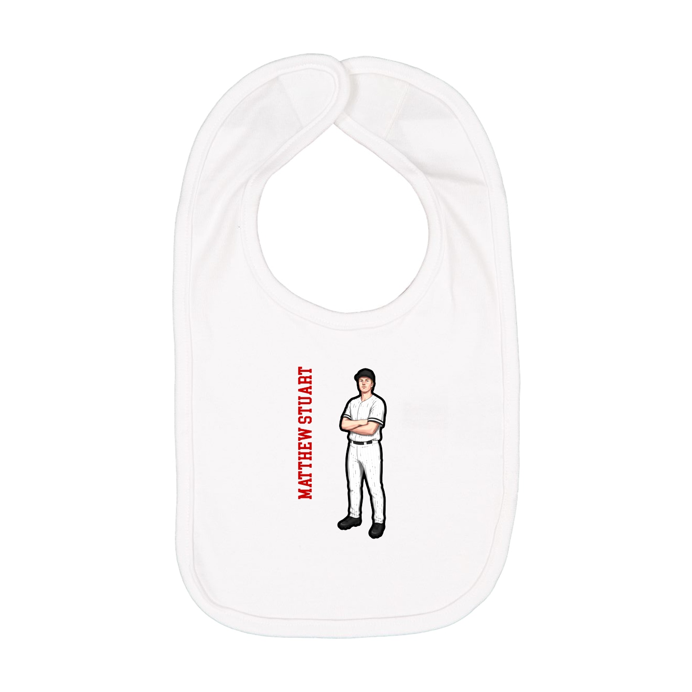 Infant Bib — Name Vertical in White