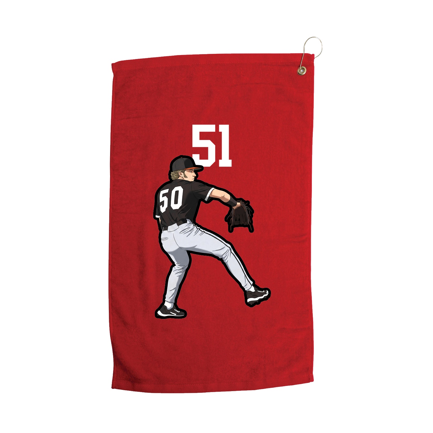 Golf Towel — Number Top in Red