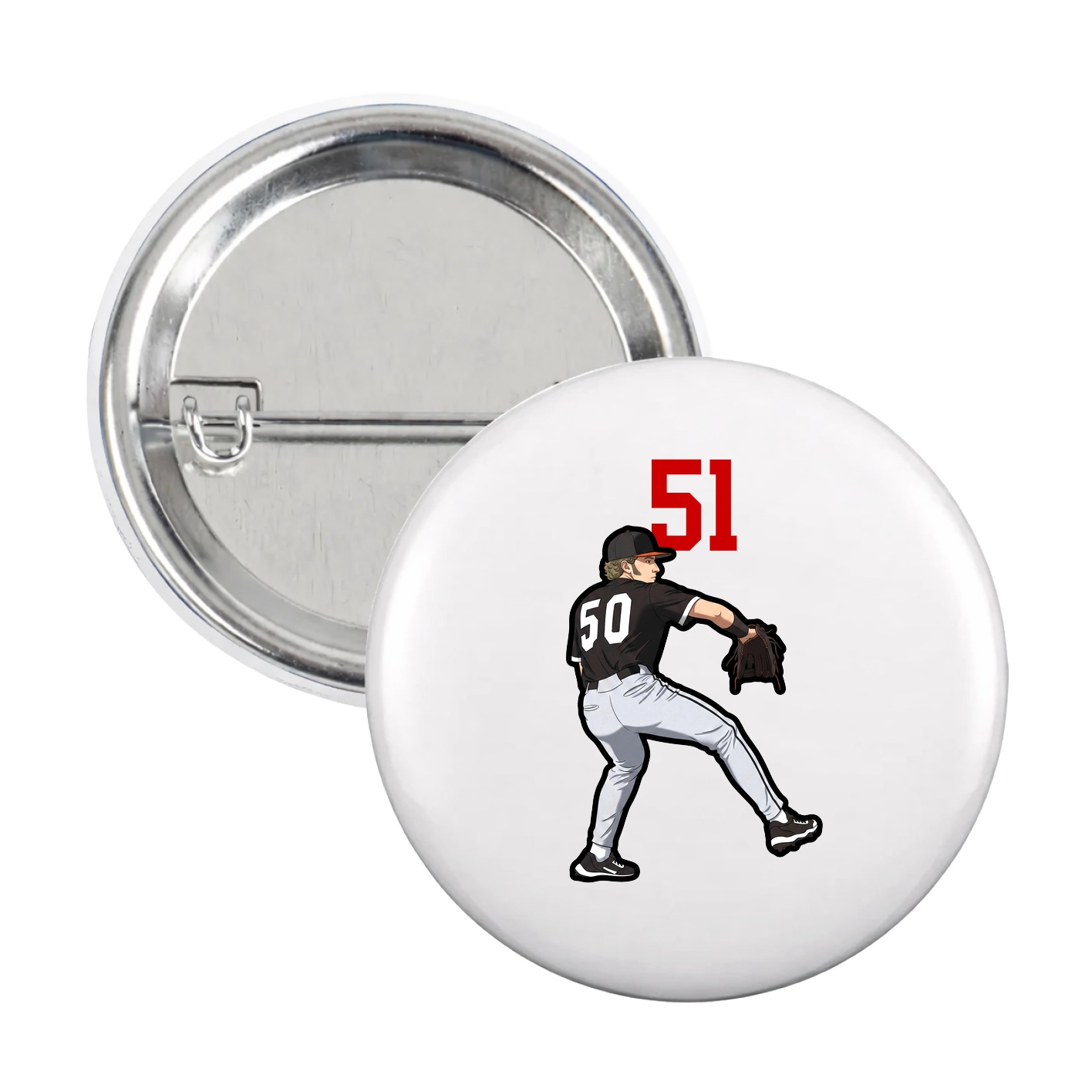 Game Day Button — Number Top in White