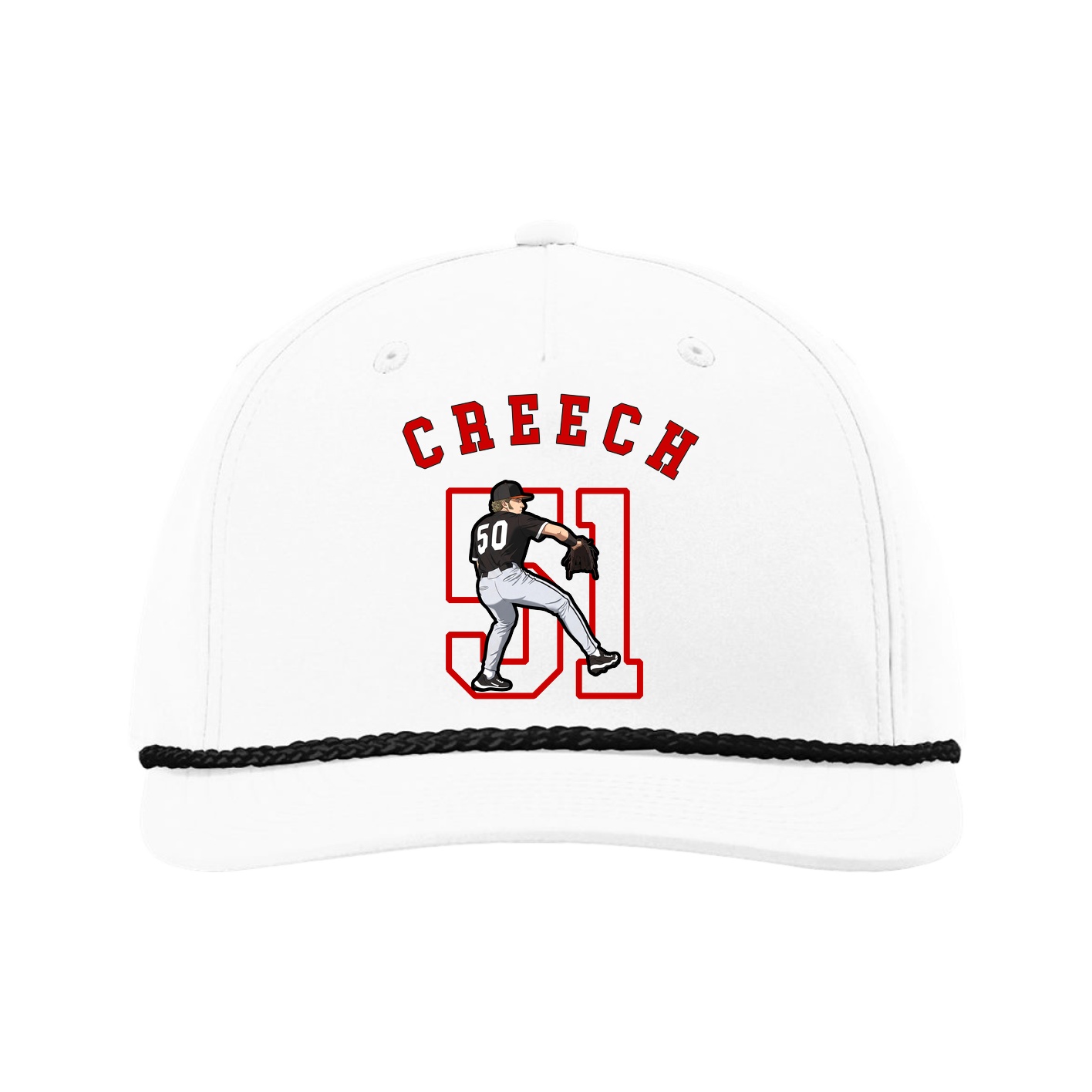 Five-Panel Classic Rope Cap — Shirsey Arch in White