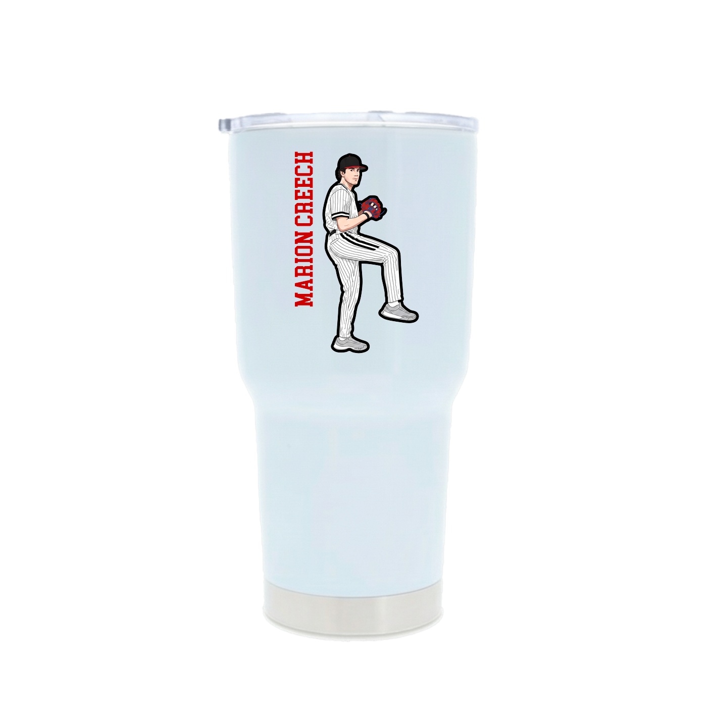 30oz Stainless Steel Tumbler — Name Vertical in White