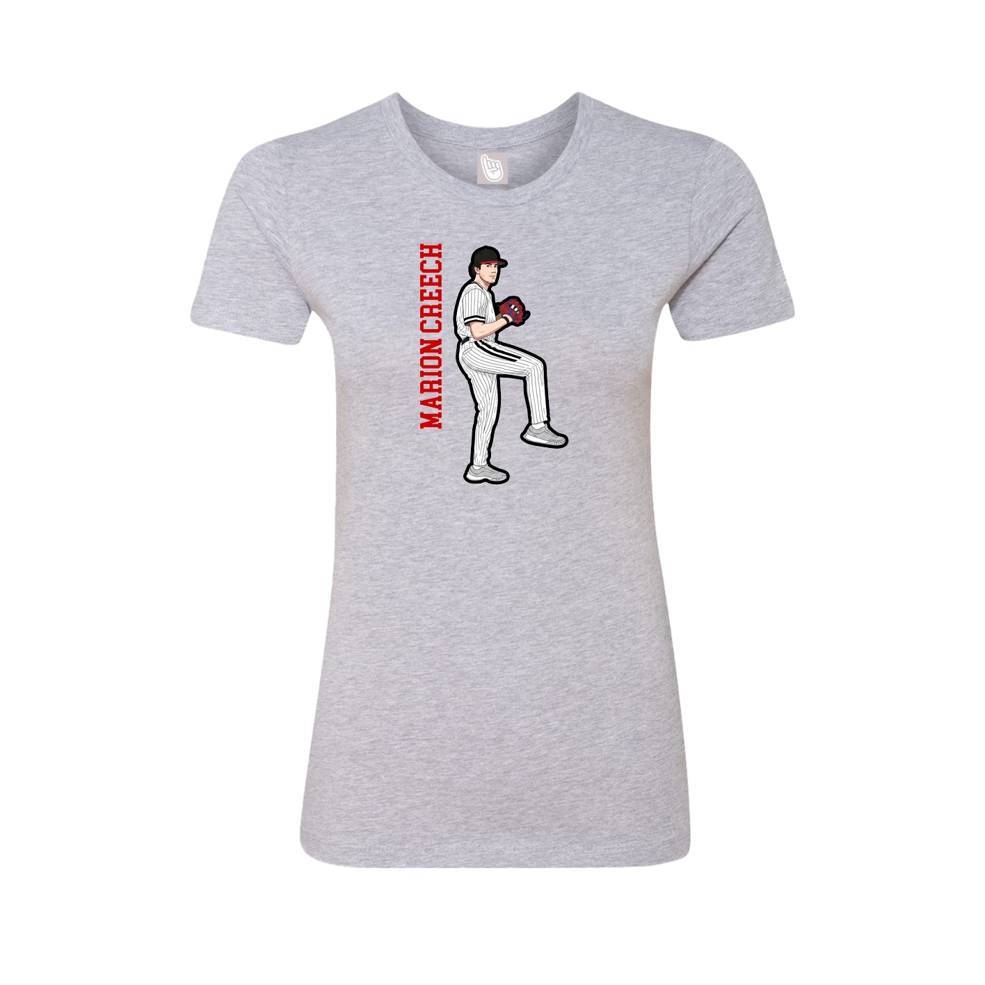 Fitted Women's Tee — Name Vertical in Grey