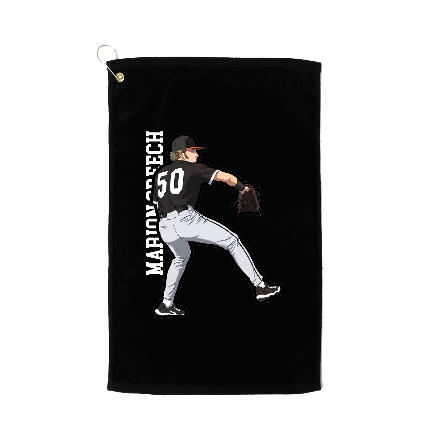 Golf Towel — Name Vertical in Black