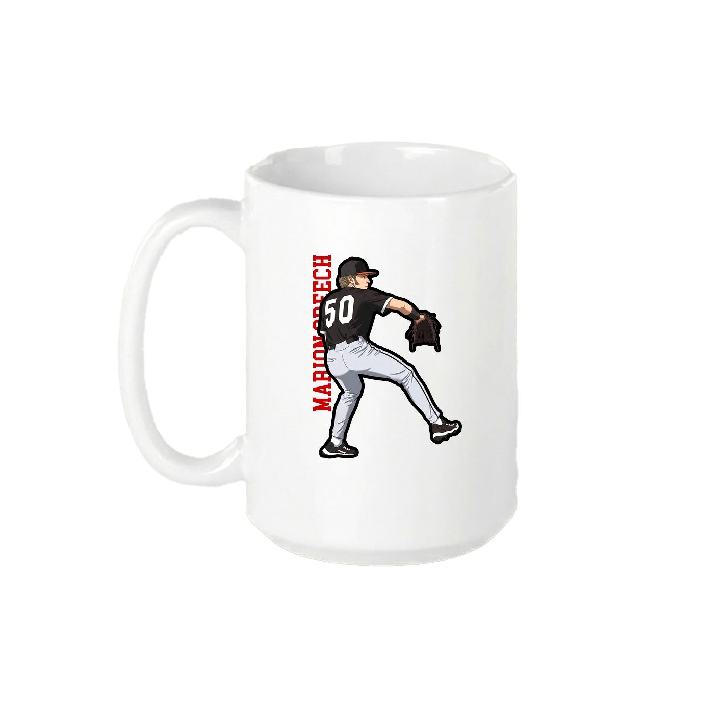 15oz Coffee Mug — Name Vertical in White