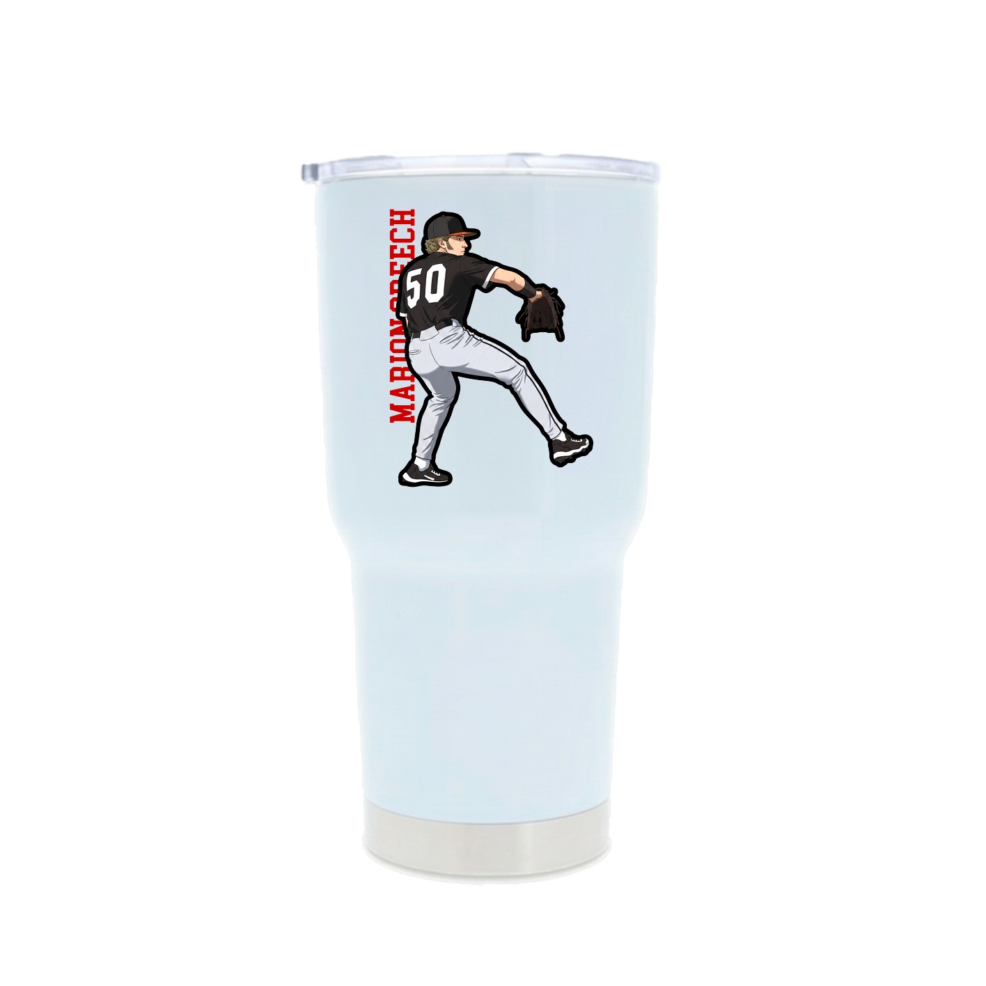 30oz Stainless Steel Tumbler — Name Vertical in White