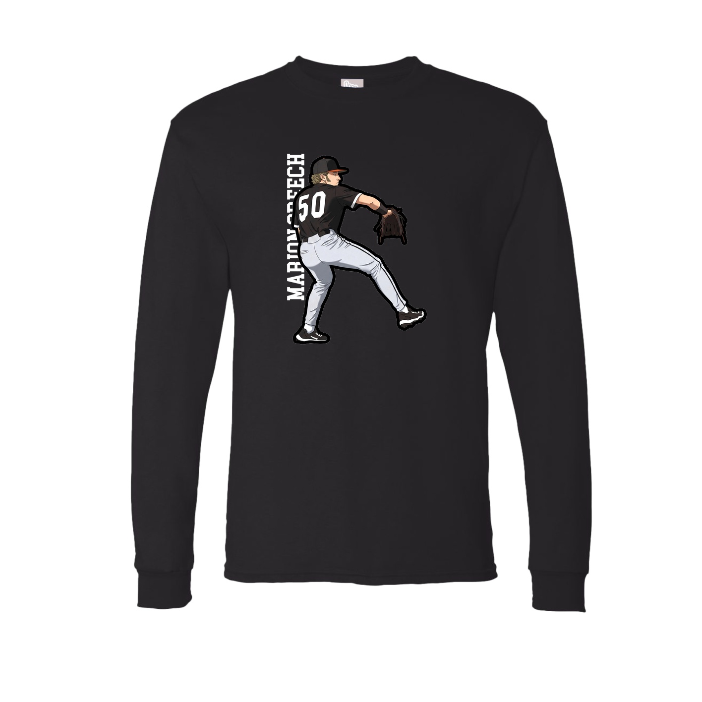 Long Sleeve Tee — Name Vertical in Black