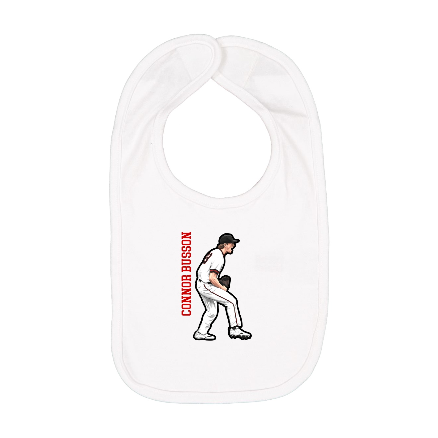 Infant Bib — Name Vertical in White