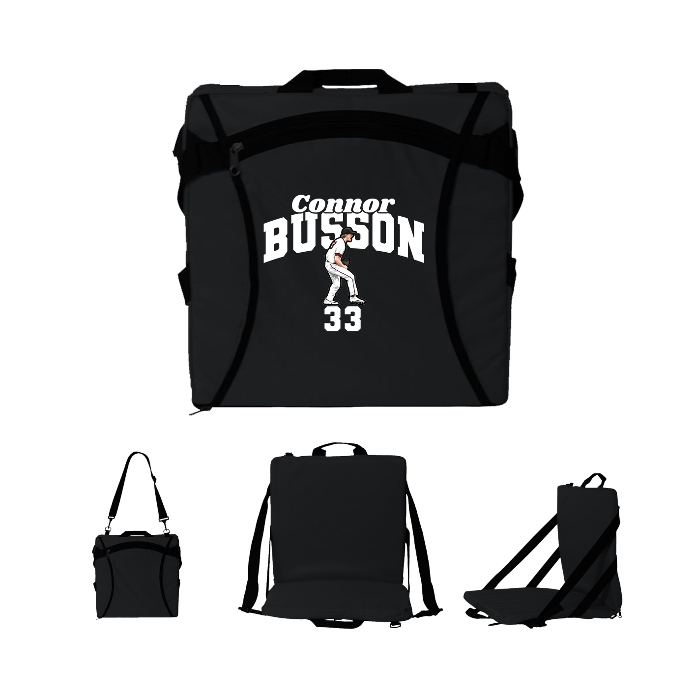 Folding Stadium Seat — Signature Arch in Black
