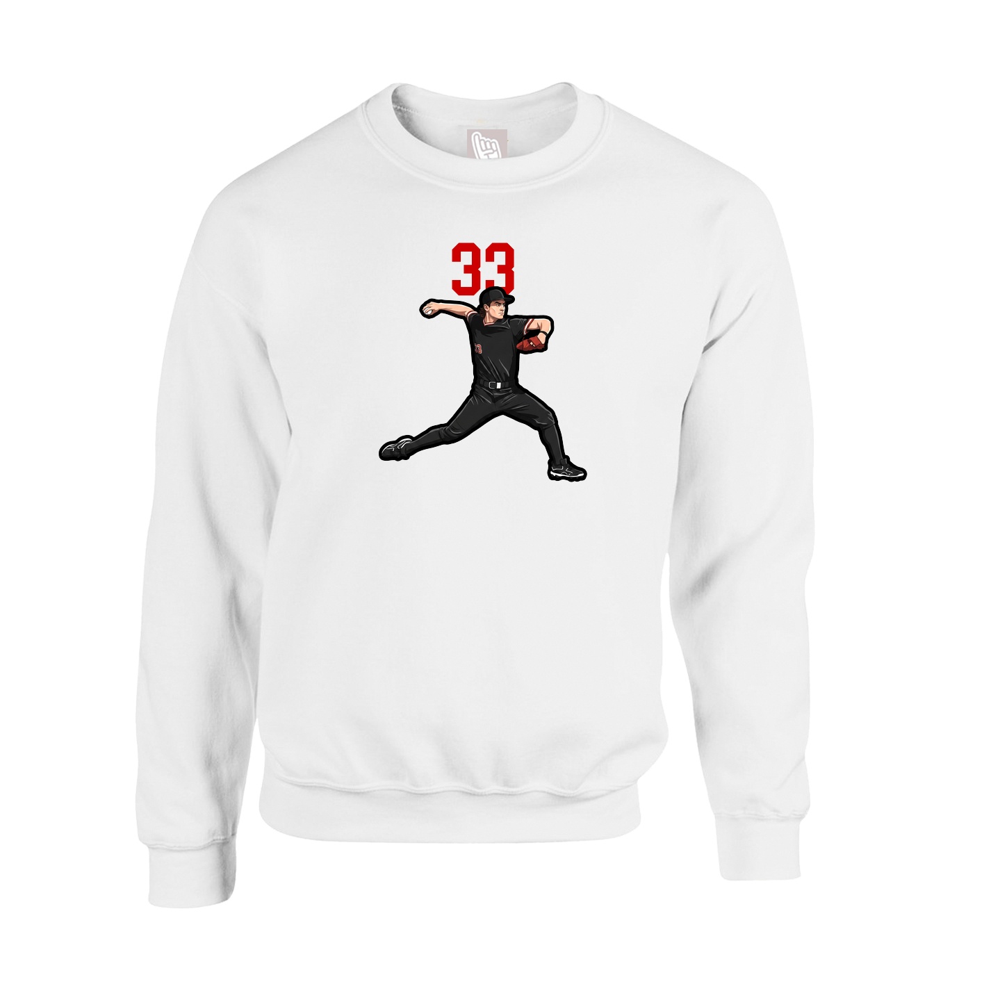 Fleece Crew — Number Top in White