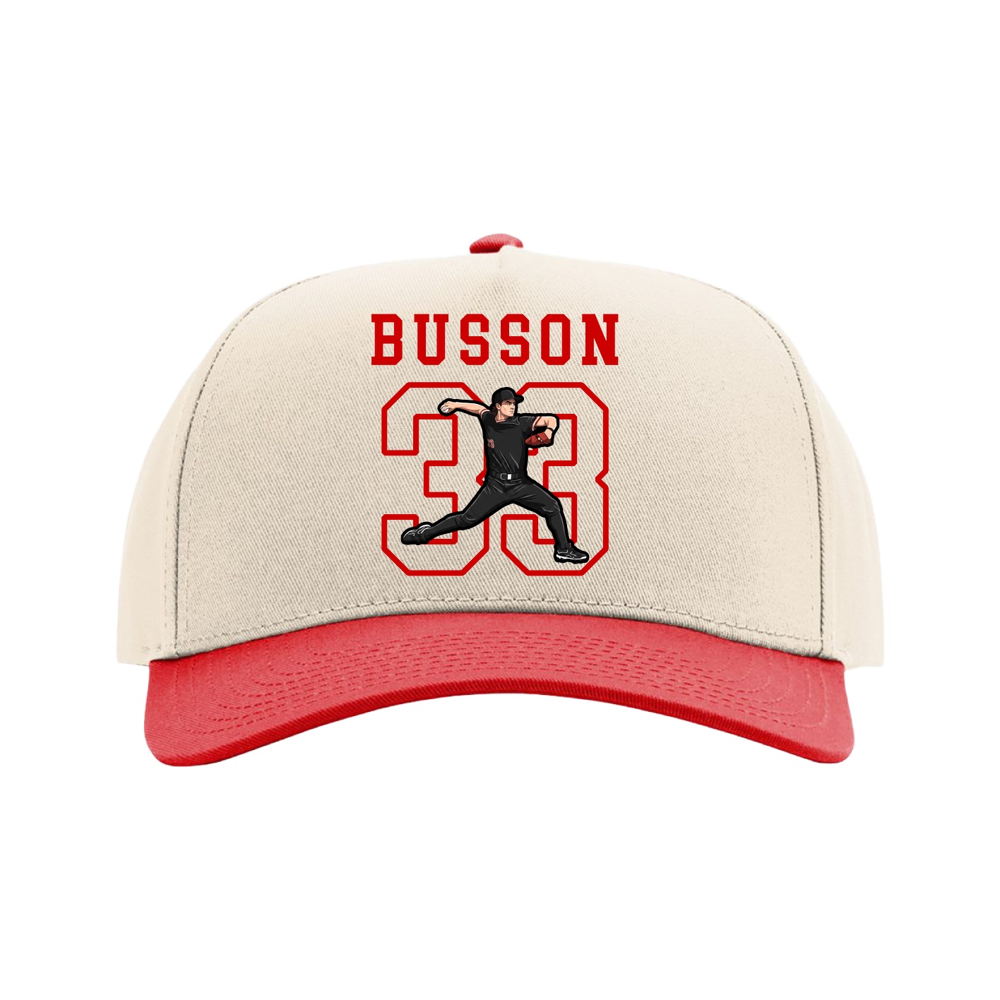 Full Fabric Five-Panel Champ Cap — Shirsey in Cream/Red