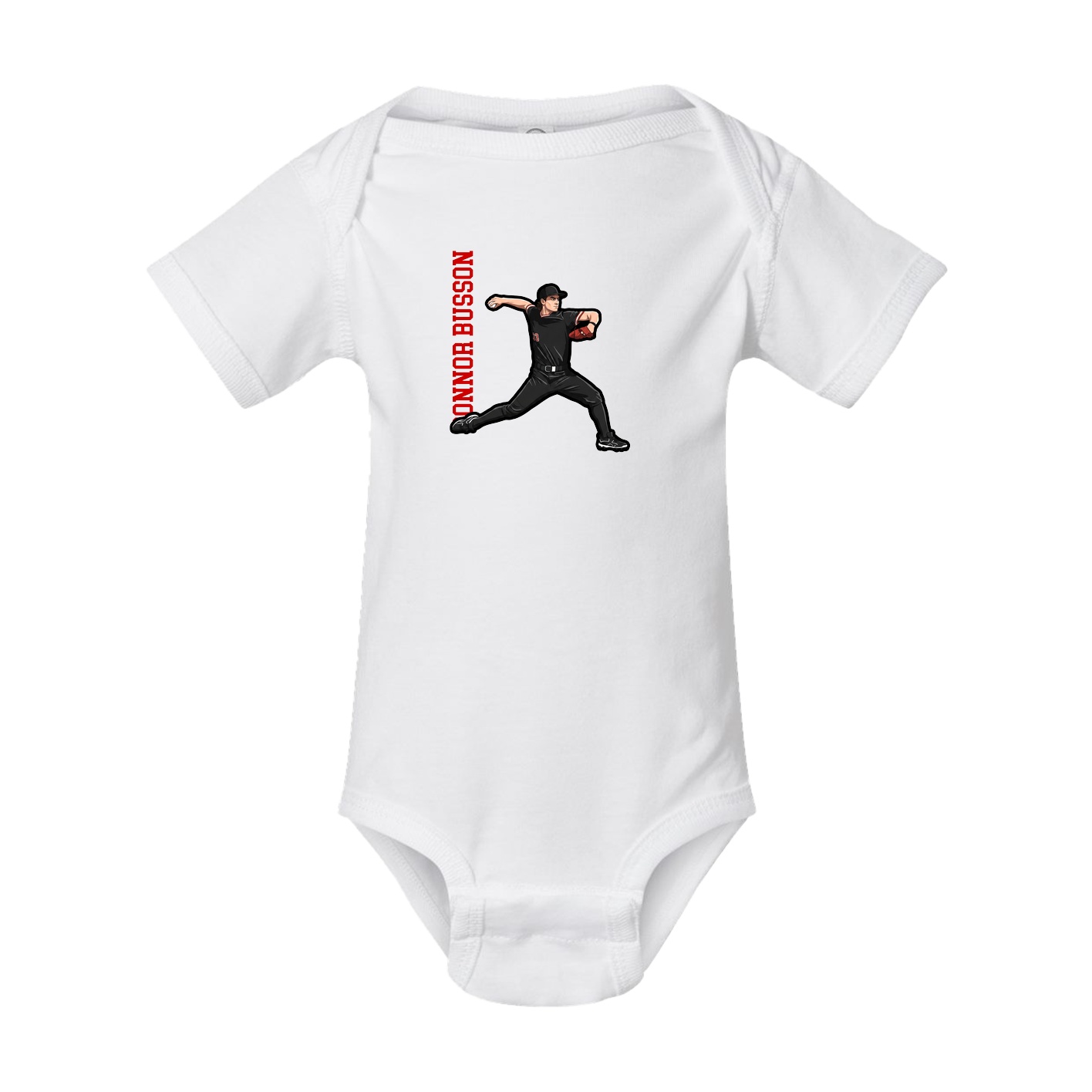Baby Onesie — Name Vertical in White