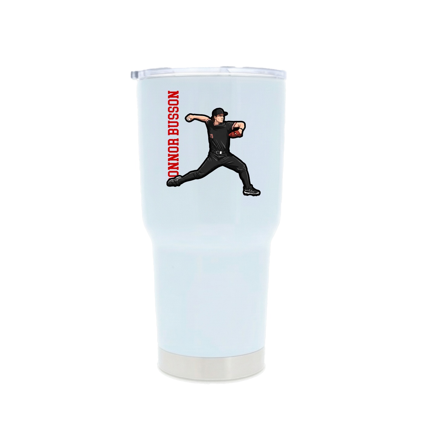 30oz Stainless Steel Tumbler — Name Vertical in White