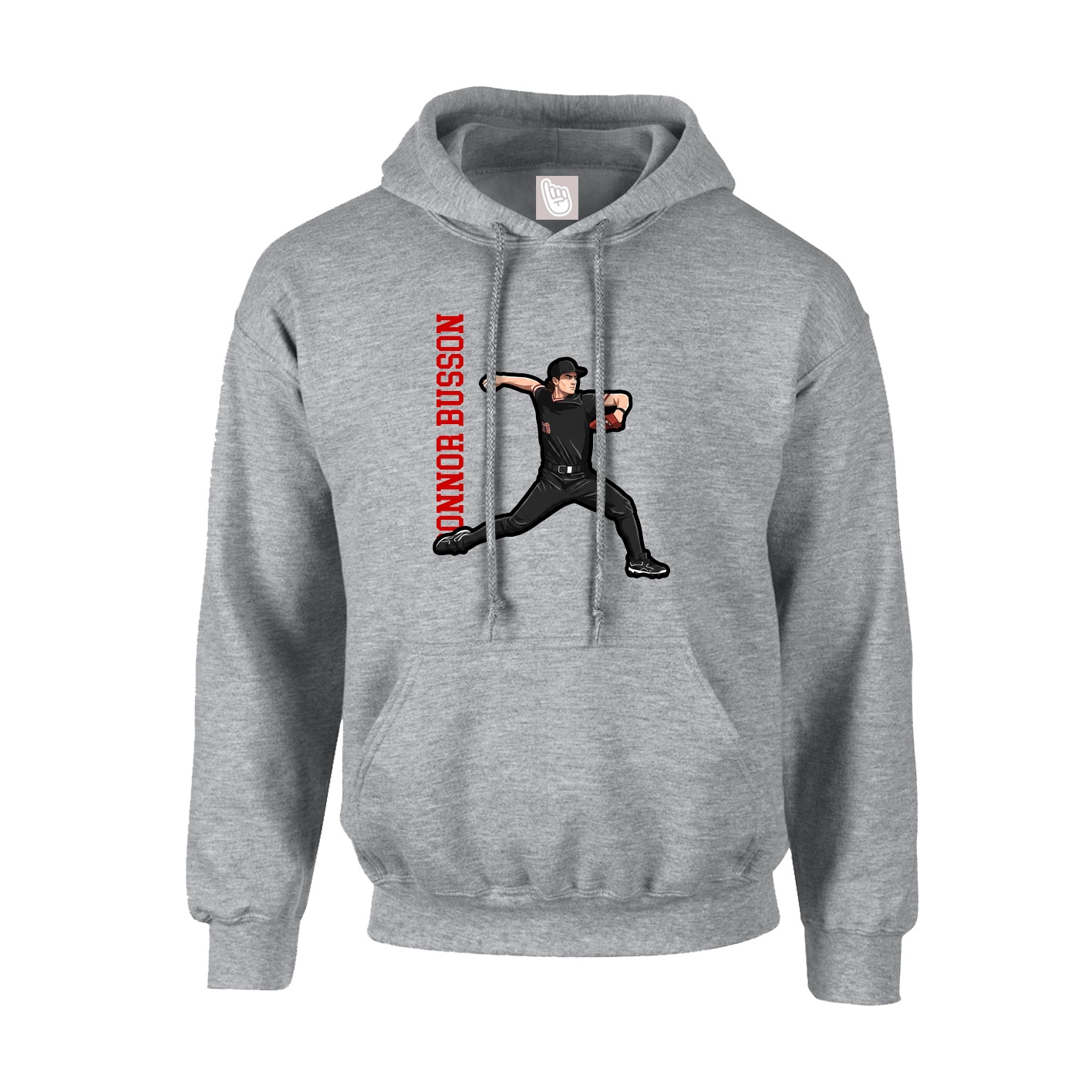 Hoodie — Name Vertical in Grey