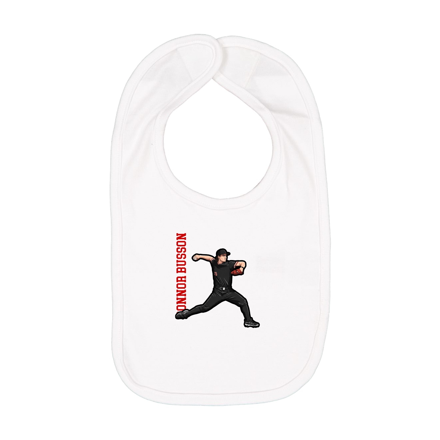 Infant Bib — Name Vertical in White