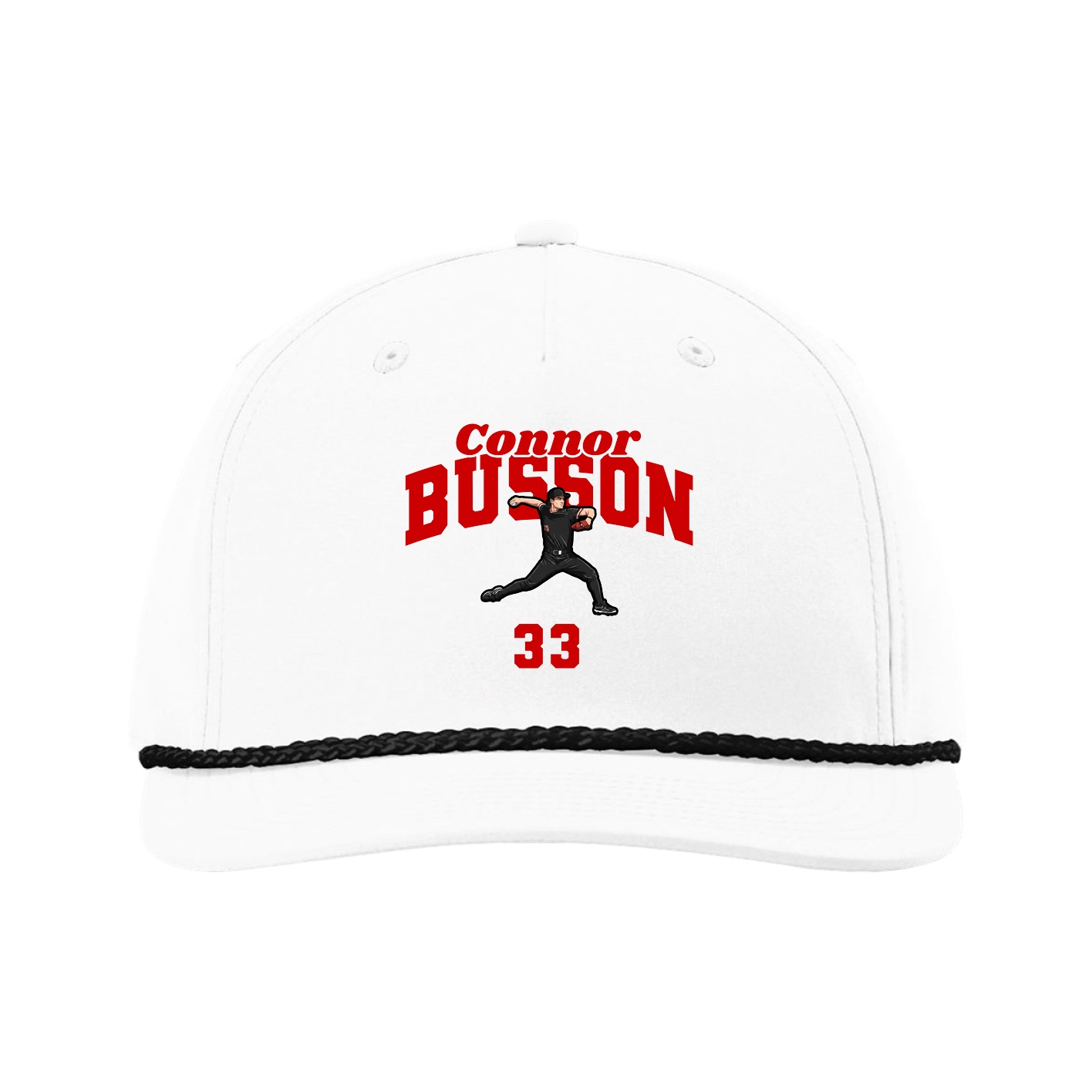 Five-Panel Classic Rope Cap — Signature Arch in White