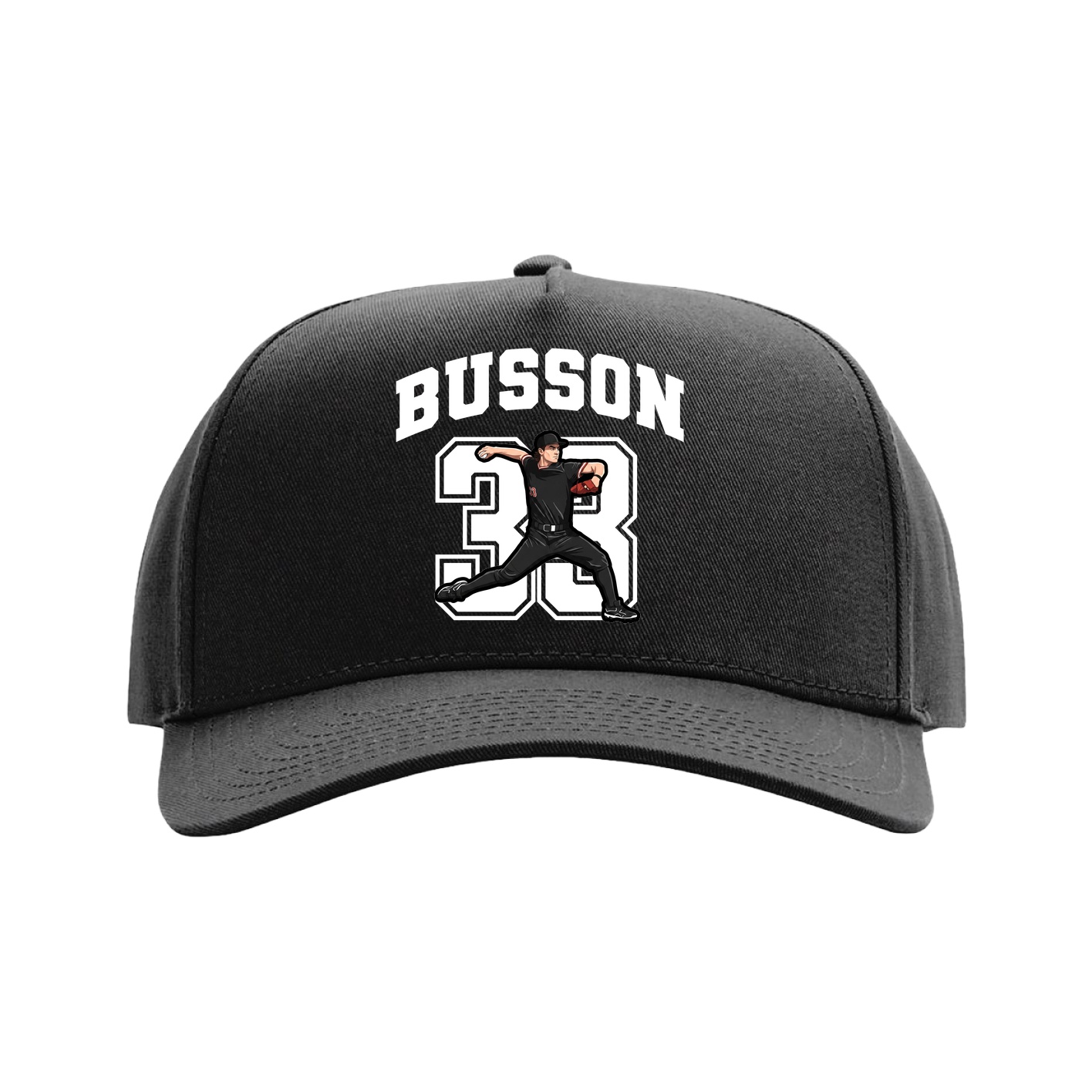 Full Fabric Five-Panel Champ Cap — Number in Black