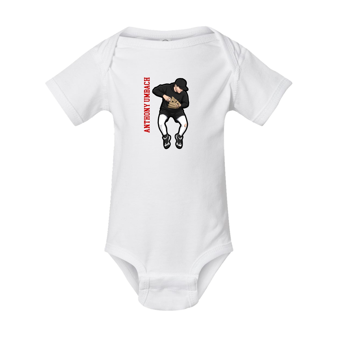 Baby Onesie — Name Vertical in White