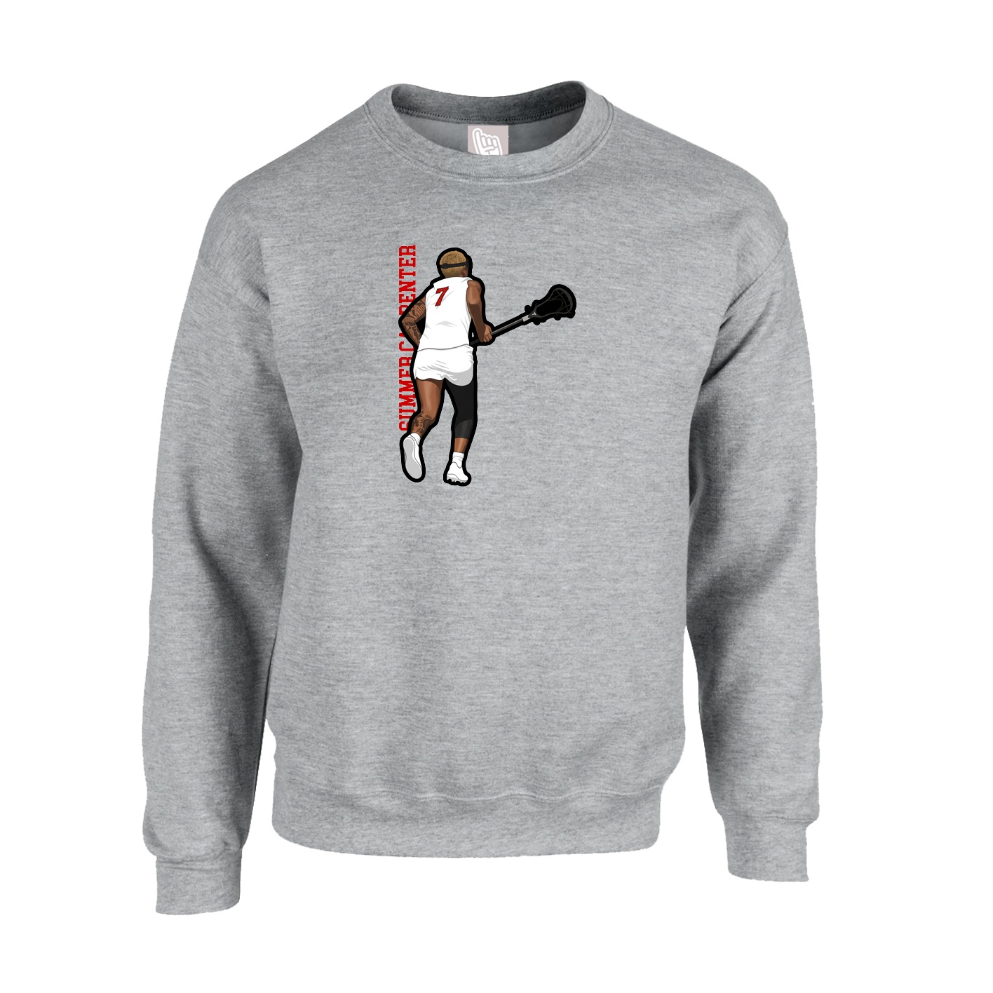 Fleece Crew — Name Vertical in Grey