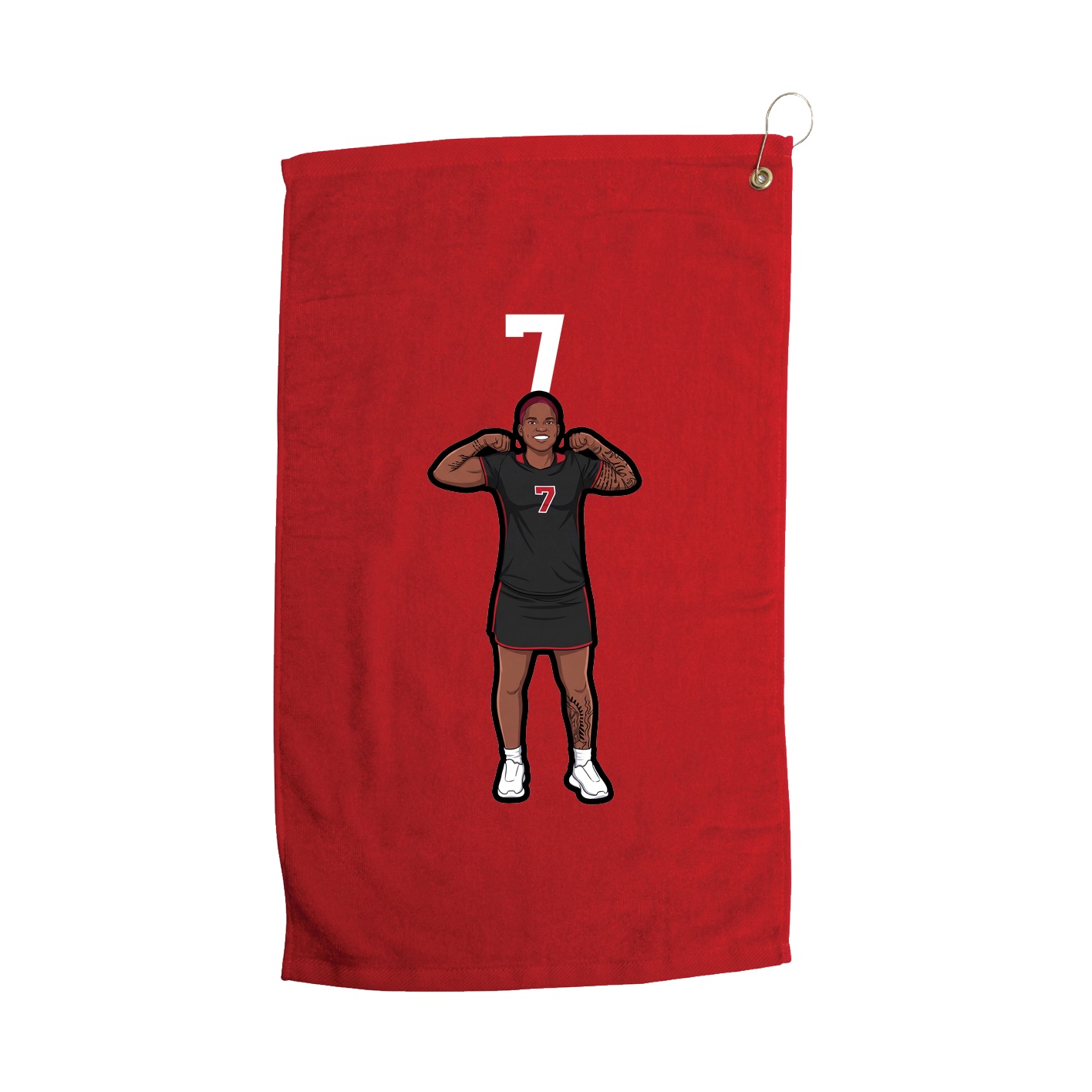 Golf Towel — Number Top in Red