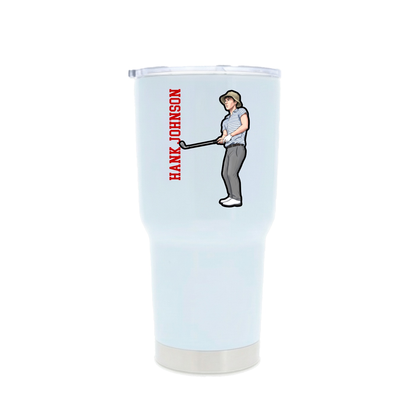 30oz Stainless Steel Tumbler — Name Vertical in White