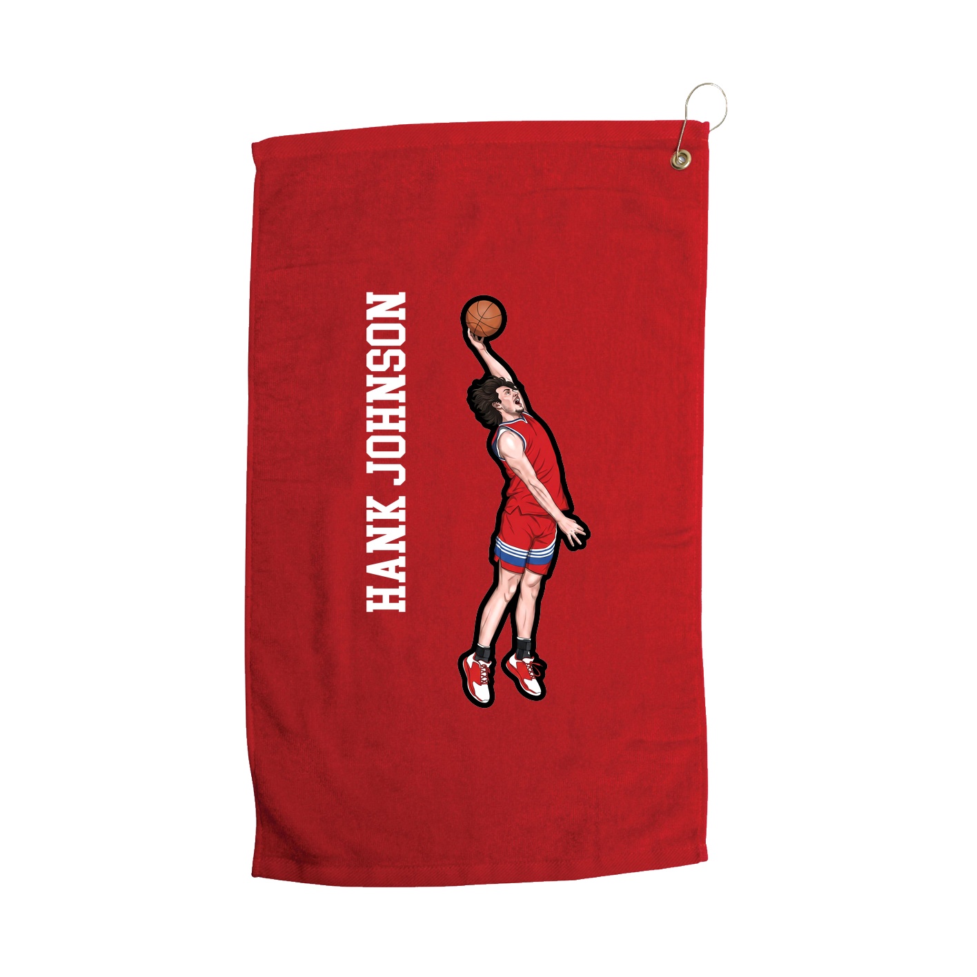 Golf Towel — Name Vertical in Red