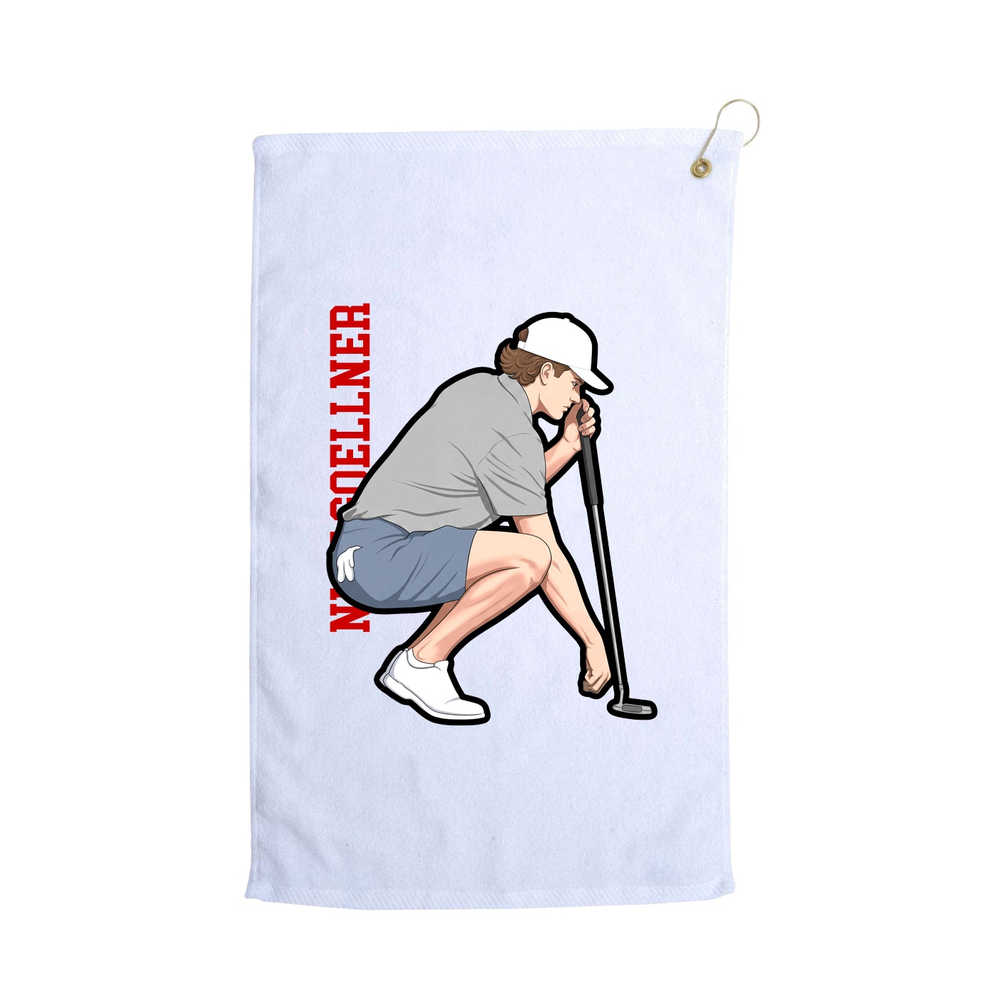 Golf Towel — Name Vertical in White