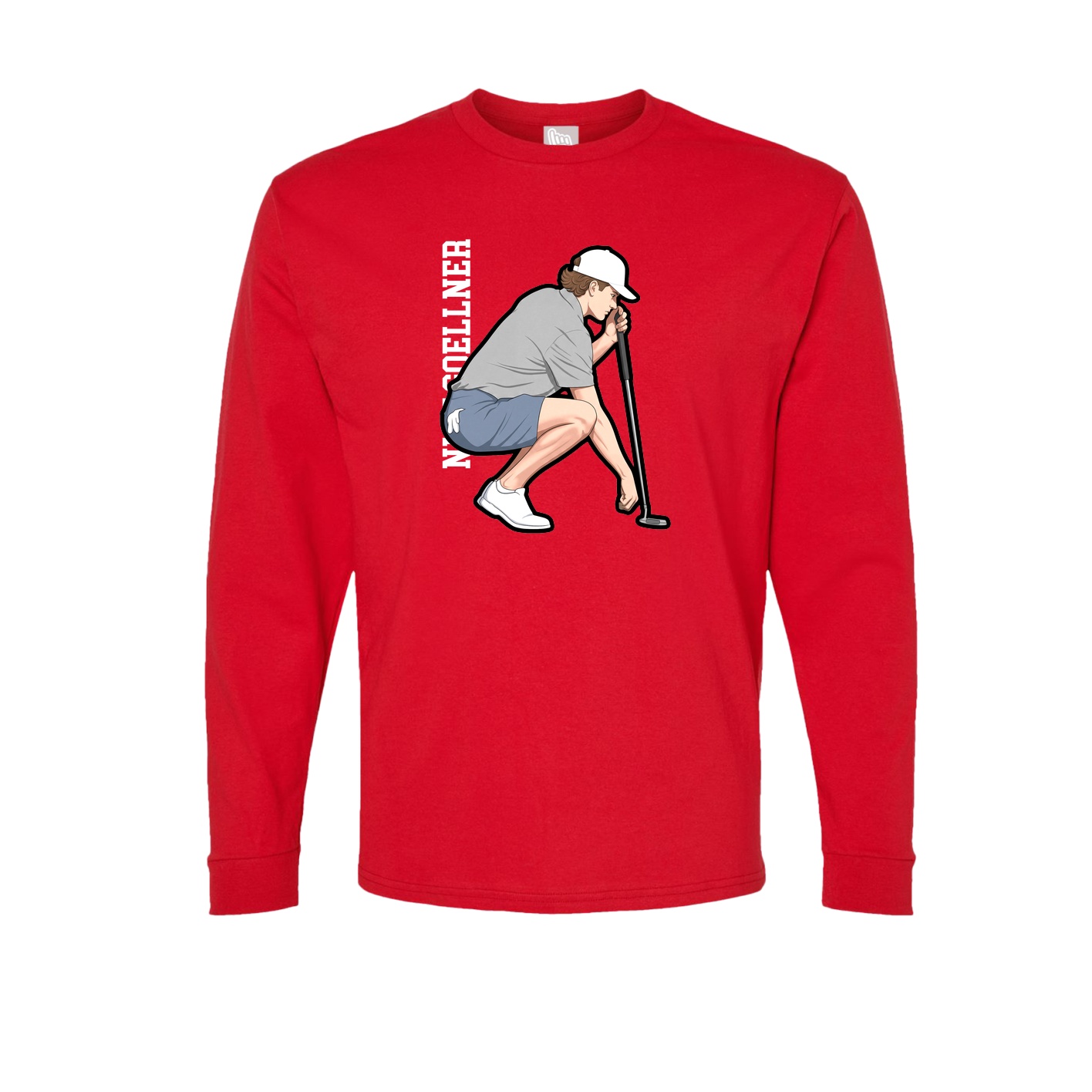 Long Sleeve Tee — Name Vertical in Red