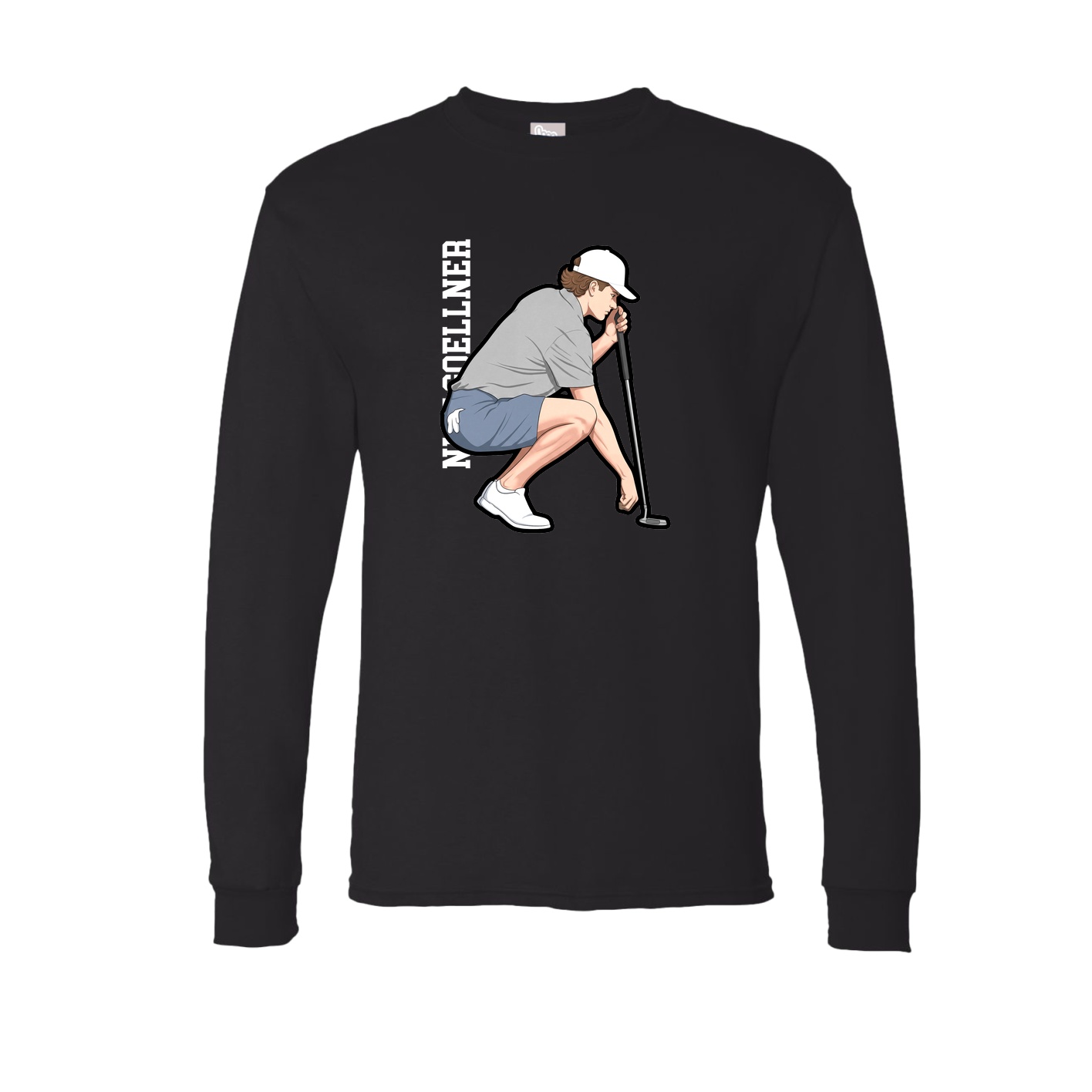 Long Sleeve Tee — Name Vertical in Black