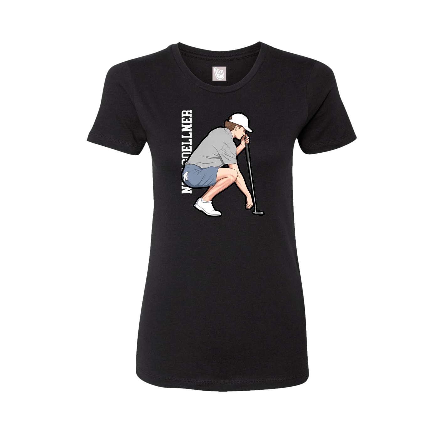 Fitted Women's Tee — Name Vertical in Black
