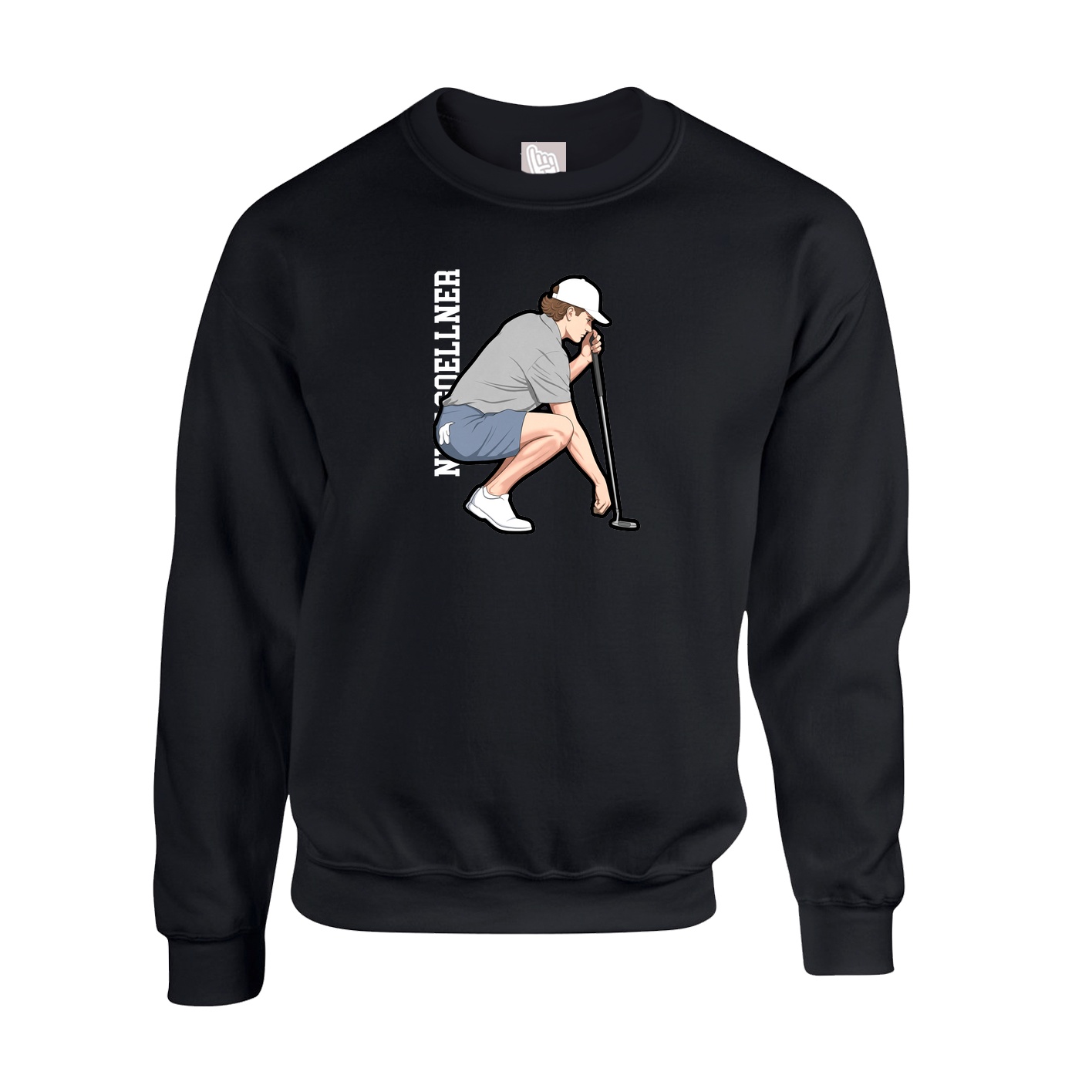 Fleece Crew — Name Vertical in Black