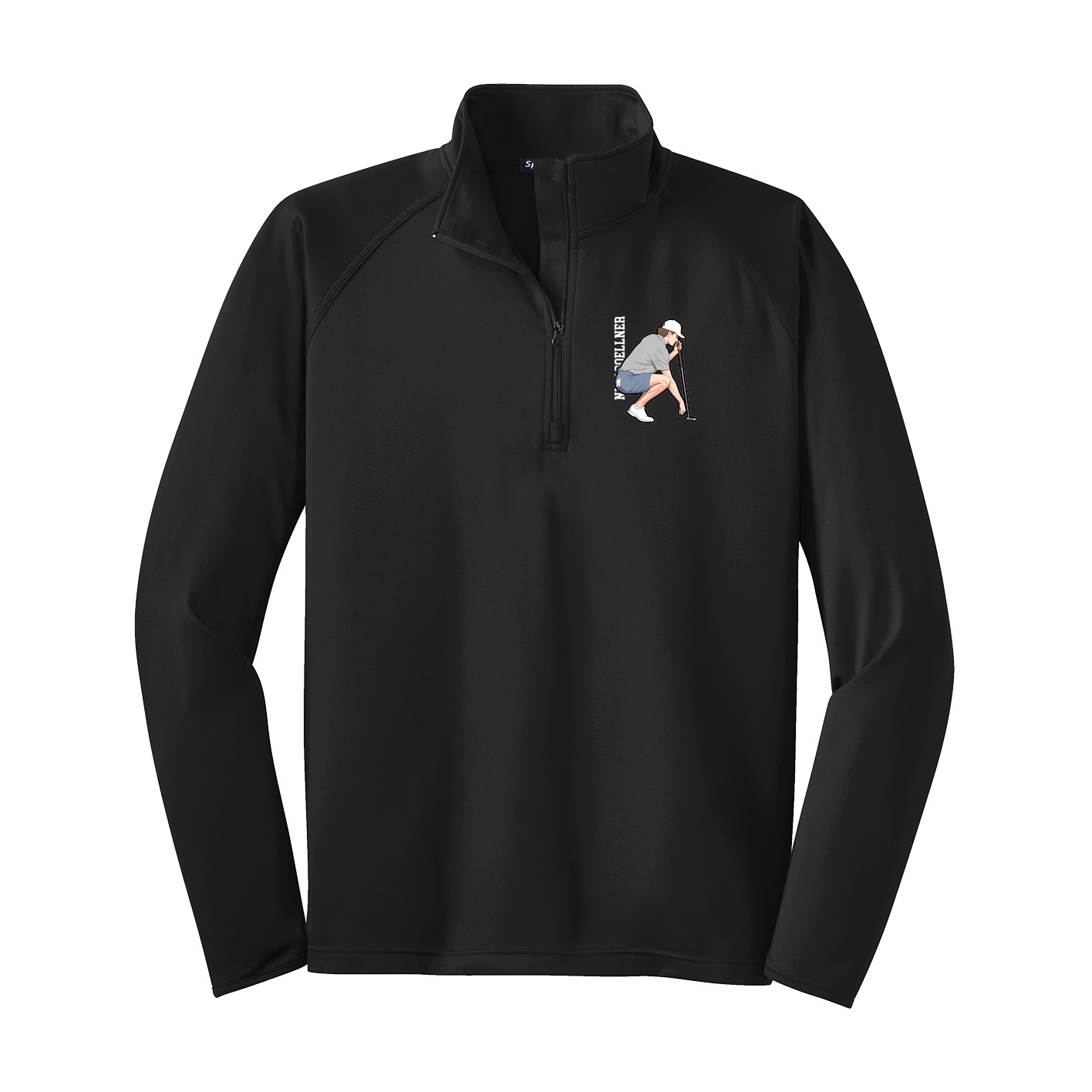 Q-Zip Pullover — Name Vertical in Black