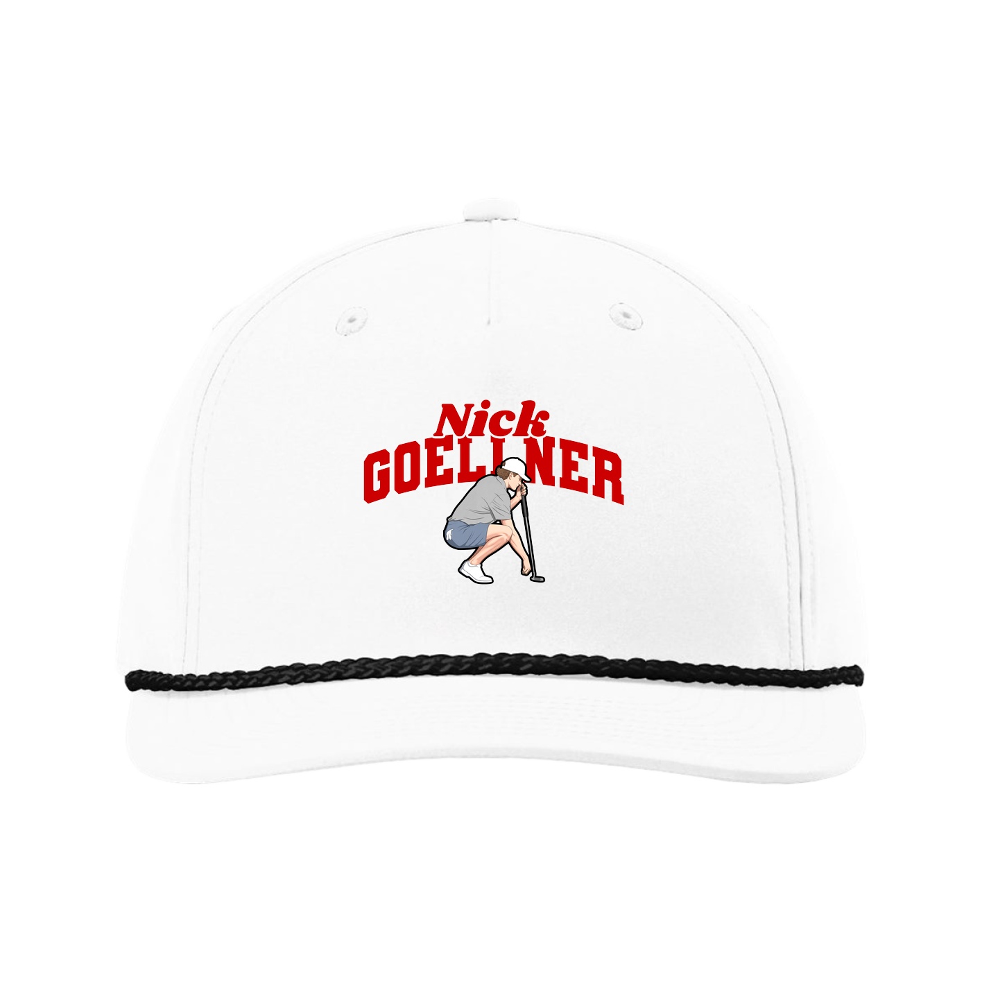 Five-Panel Classic Rope Cap — Signature Arch in White