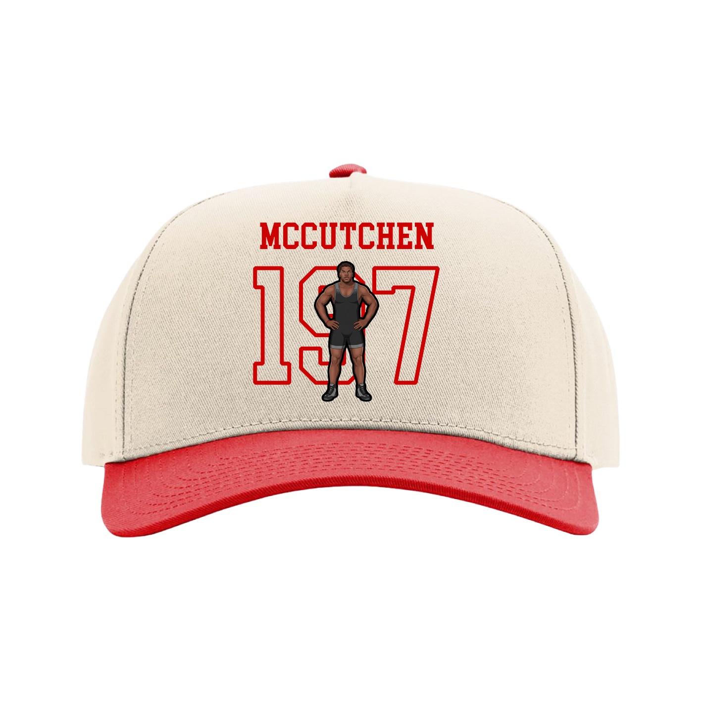Full Fabric Five-Panel Champ Cap — Shirsey in Cream/Red