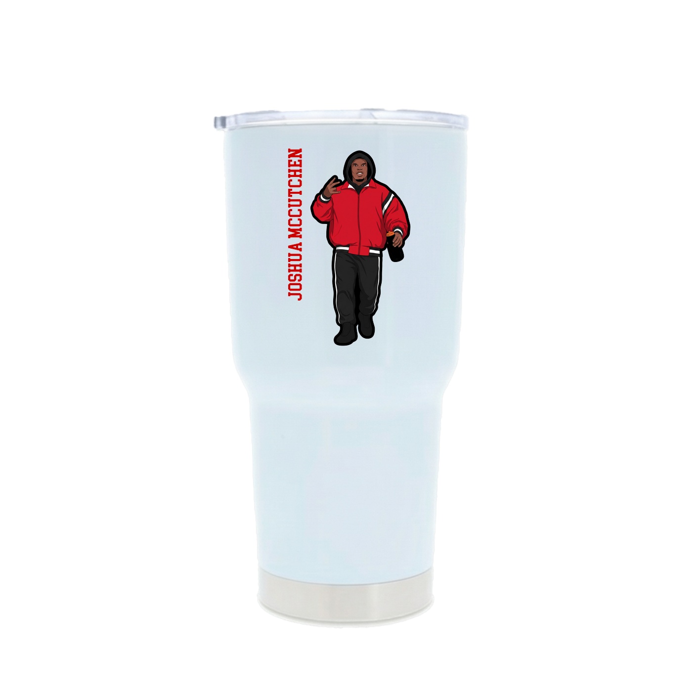 30oz Stainless Steel Tumbler — Name Vertical in White