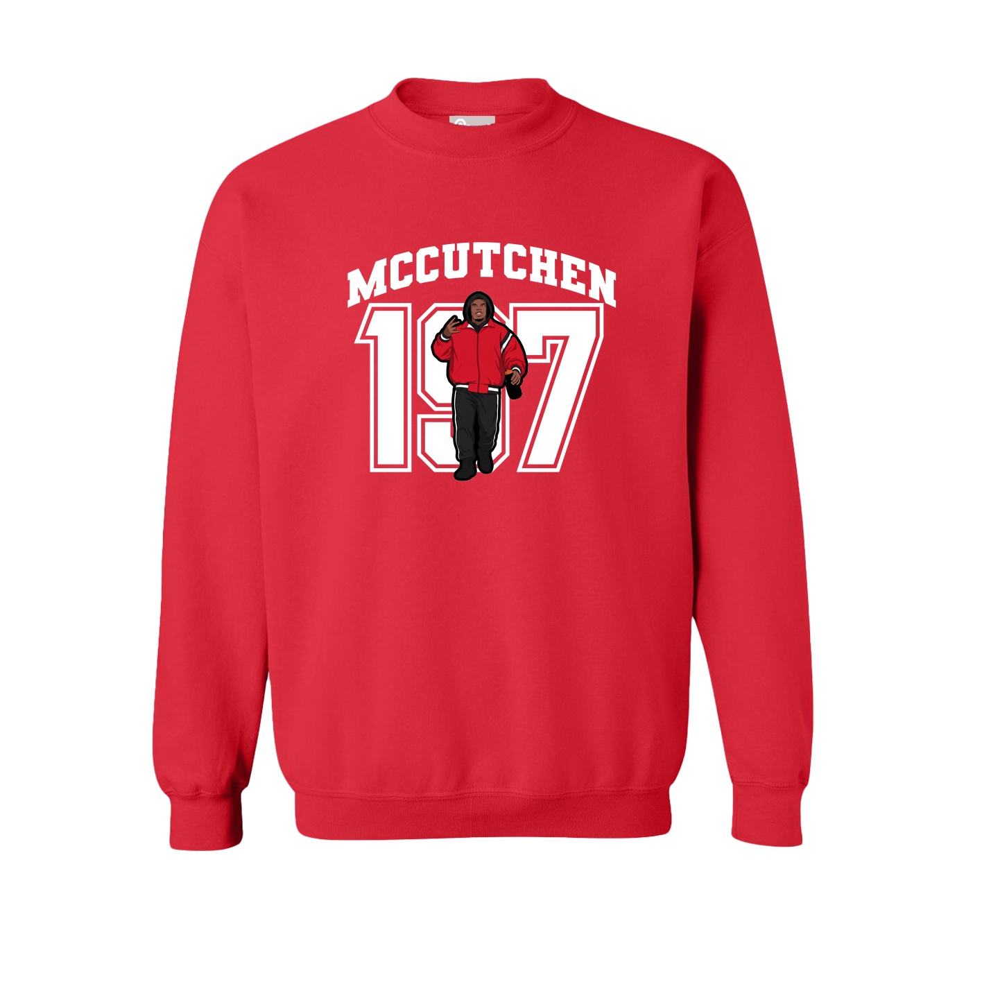 Fleece Crew — Number in Red