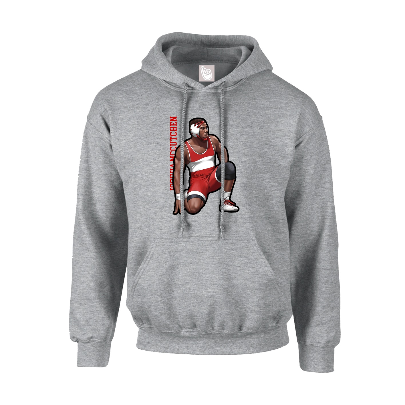Youth Hoodie — Name Vertical in Grey