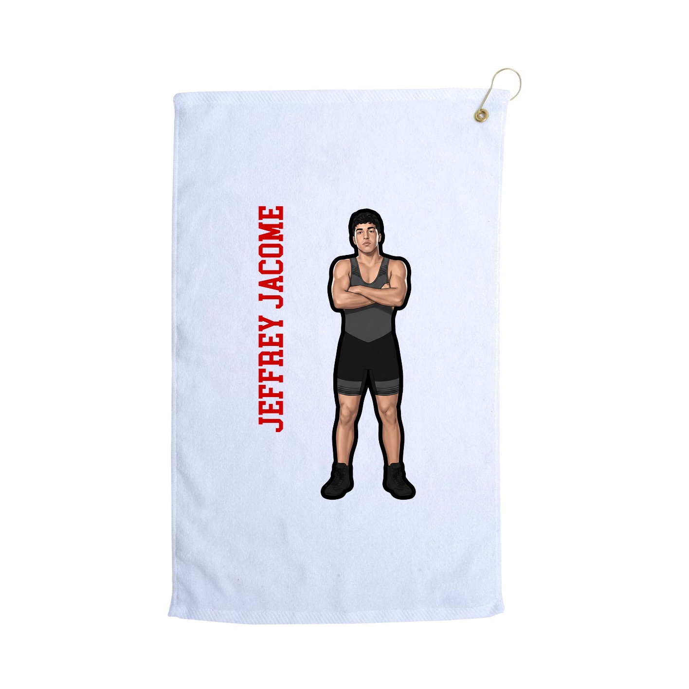 Golf Towel — Name Vertical in White