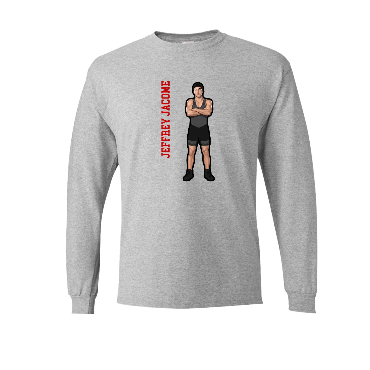 Long Sleeve Tee — Name Vertical in Grey