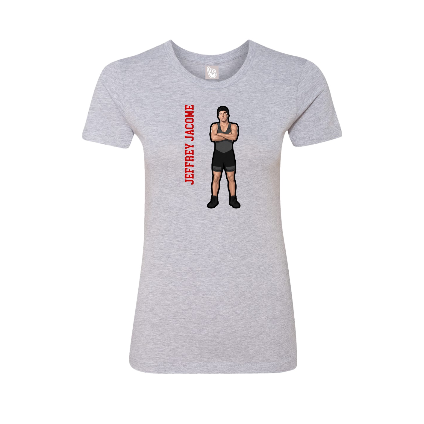 Fitted Women's Tee — Name Vertical in Grey