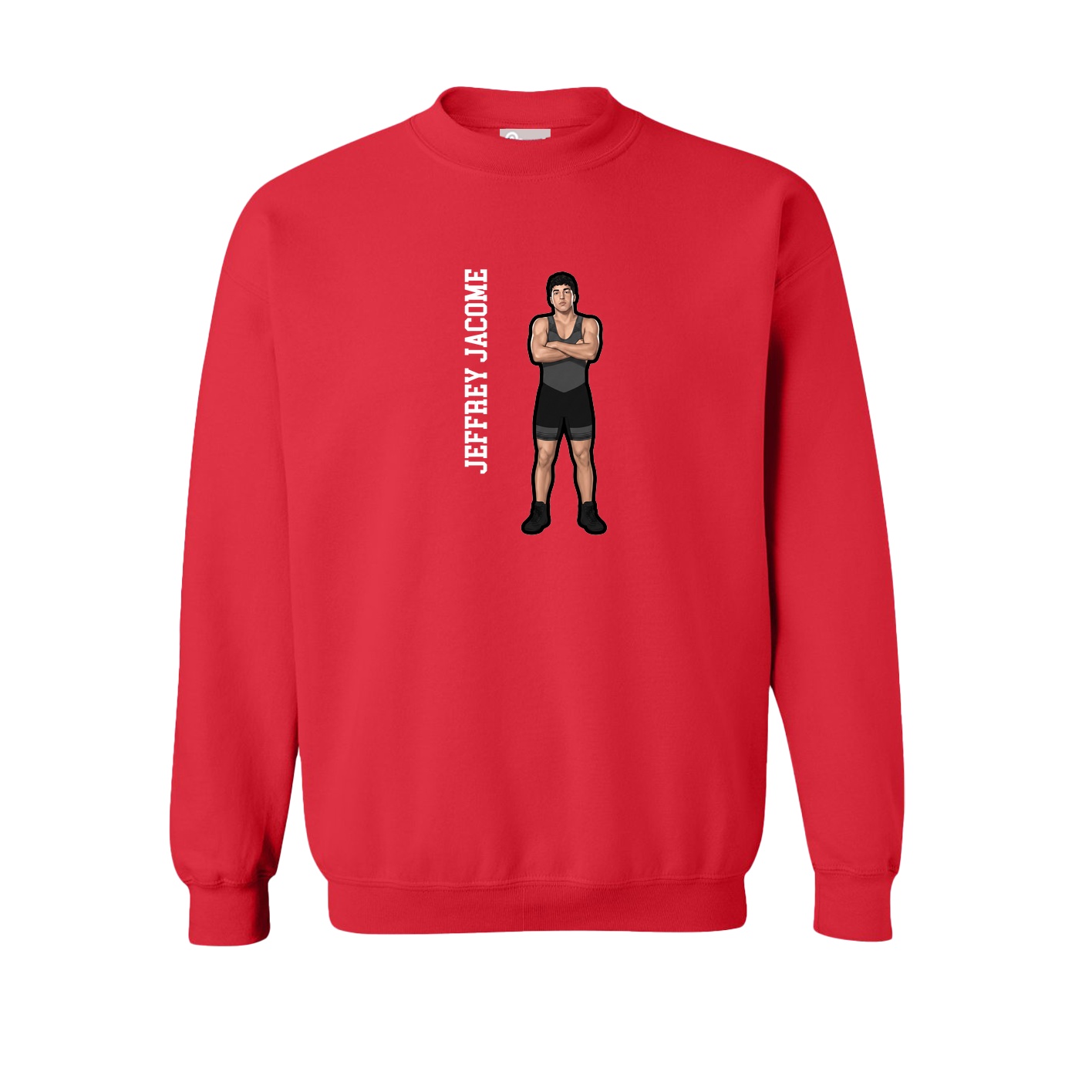 Fleece Crew — Name Vertical in Red