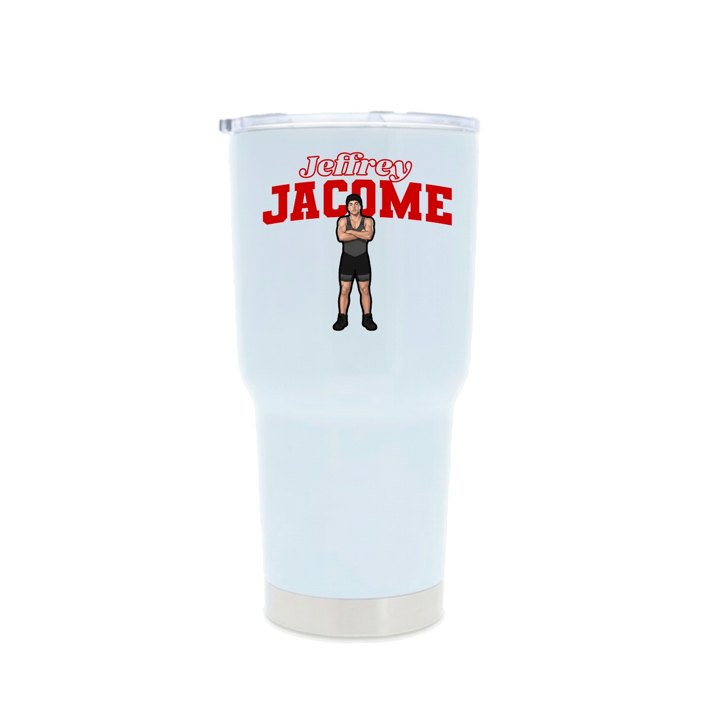 30oz Stainless Steel Tumbler — Name Arch in White