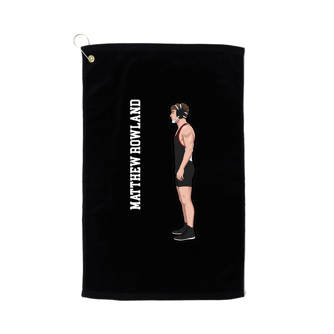 Golf Towel — Name Vertical in Black