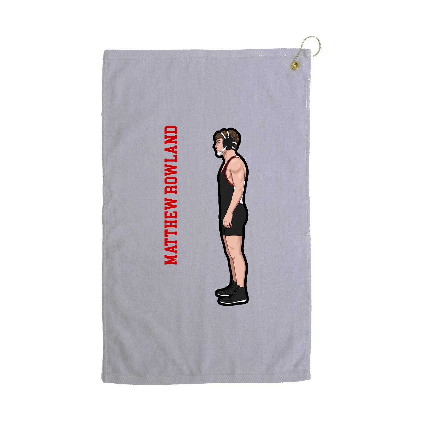 Golf Towel — Name Vertical in Grey