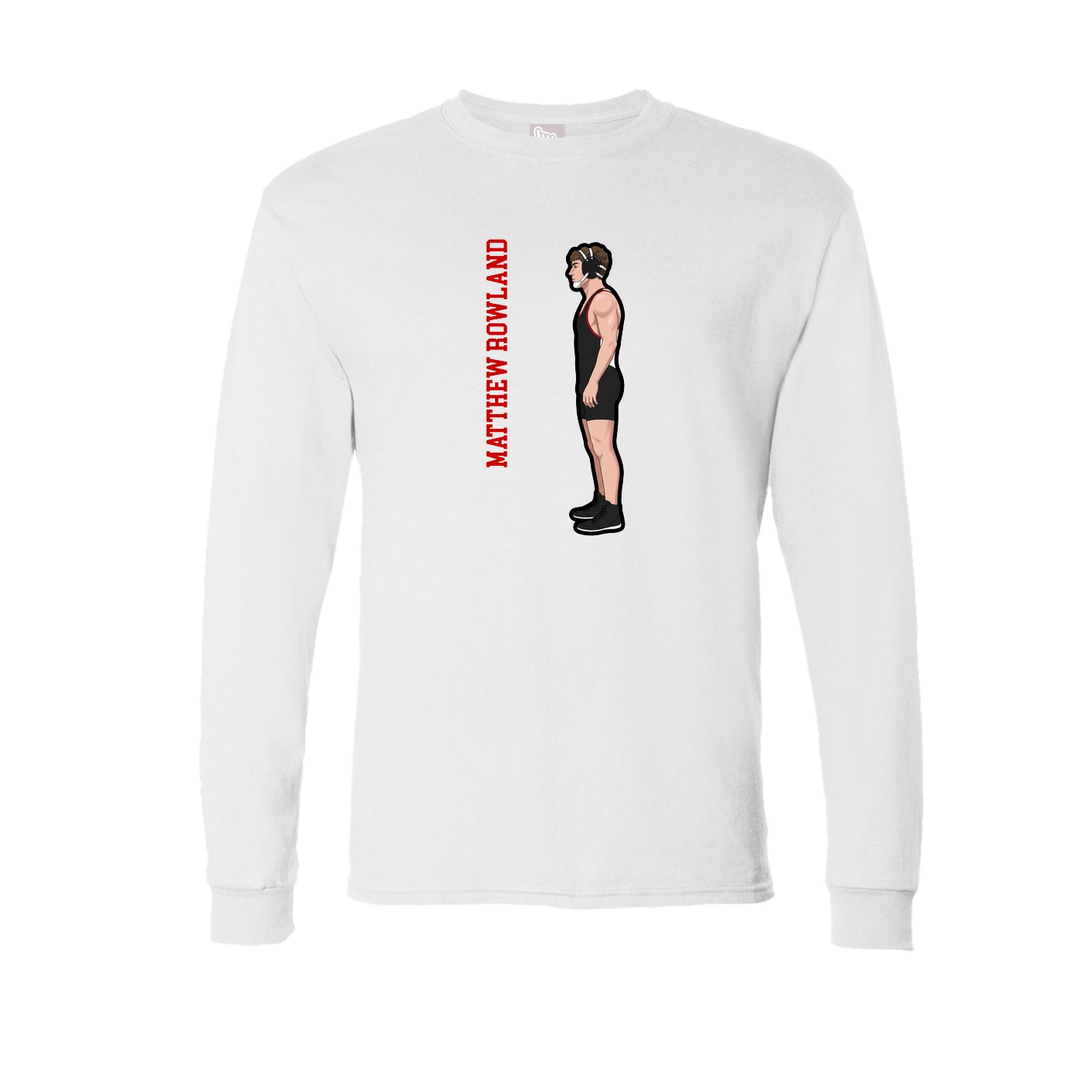 Long Sleeve Tee — Name Vertical in White