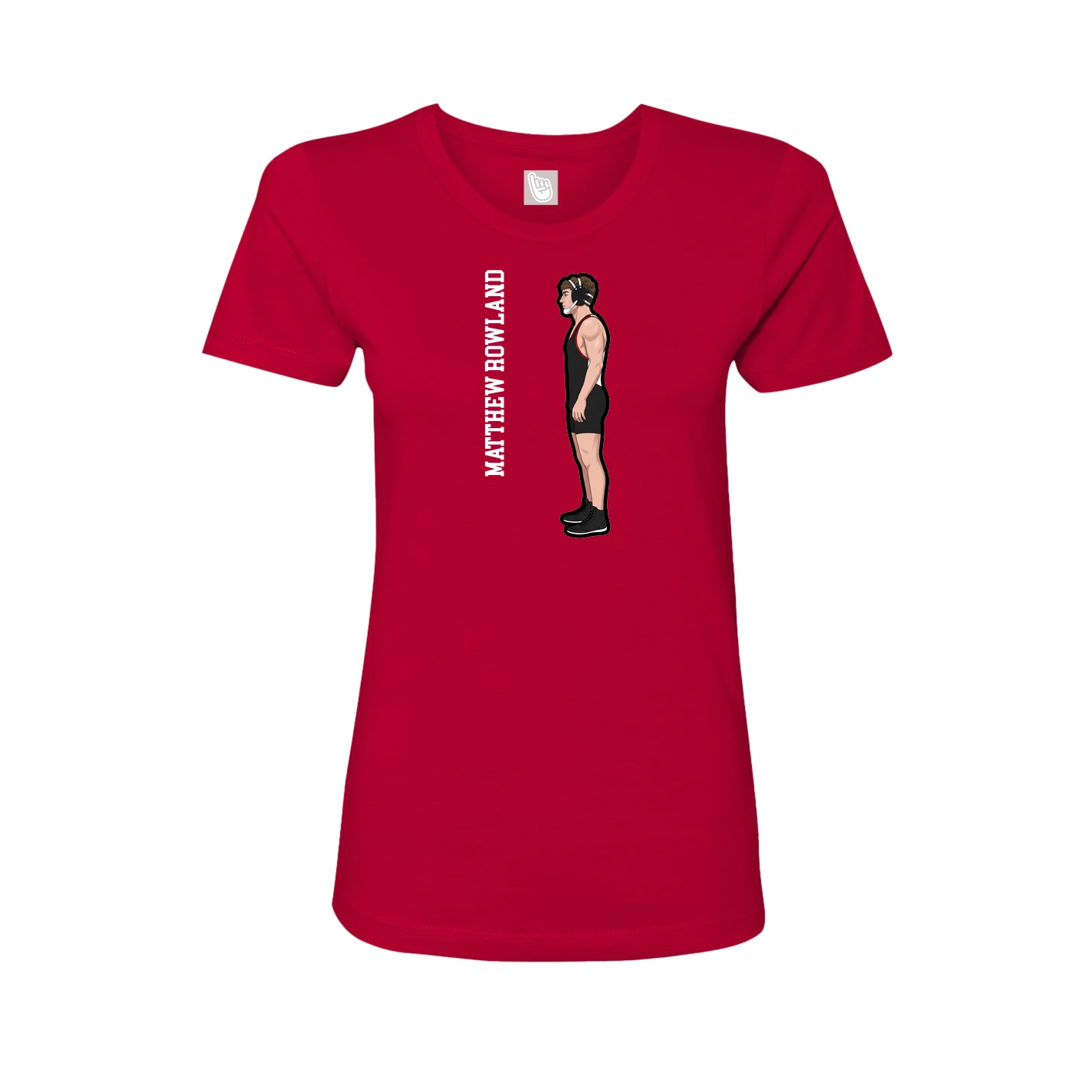 Fitted Women's Tee — Name Vertical in Red