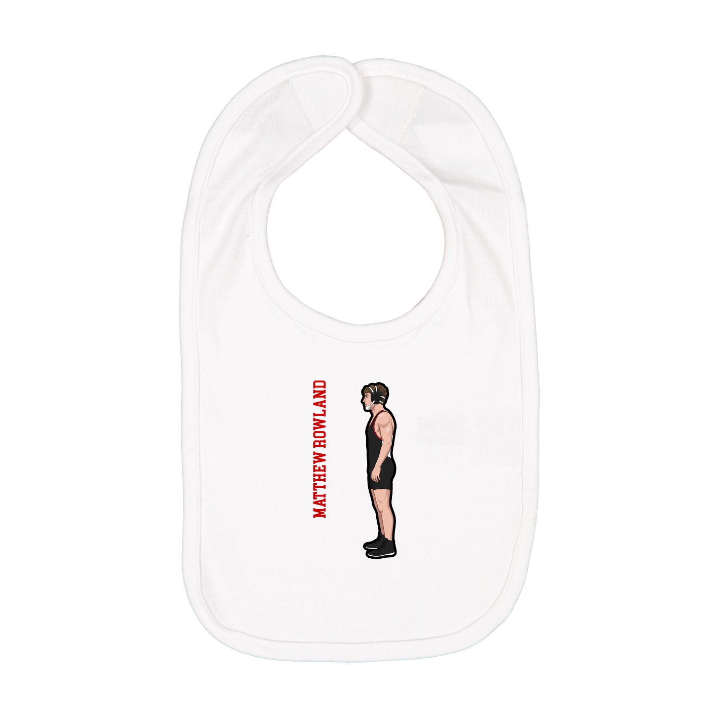 Infant Bib — Name Vertical in White