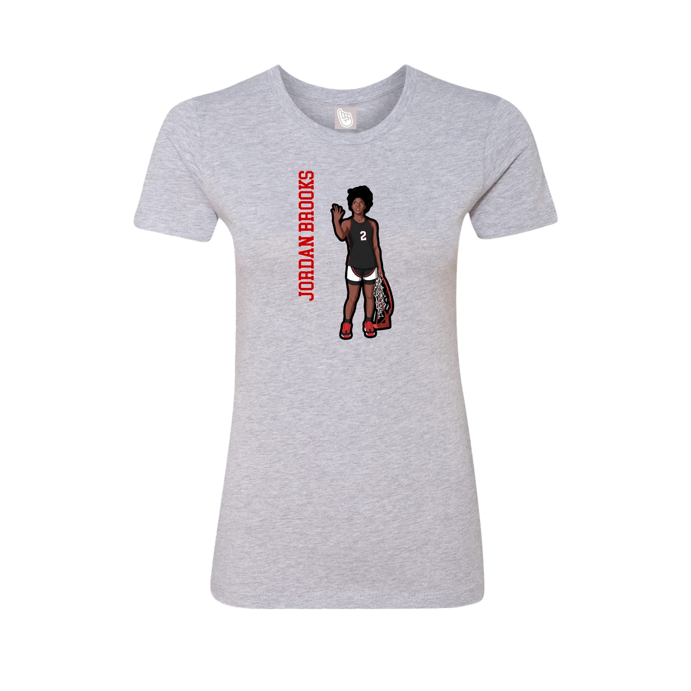 Fitted Women's Tee — Name Vertical in Grey