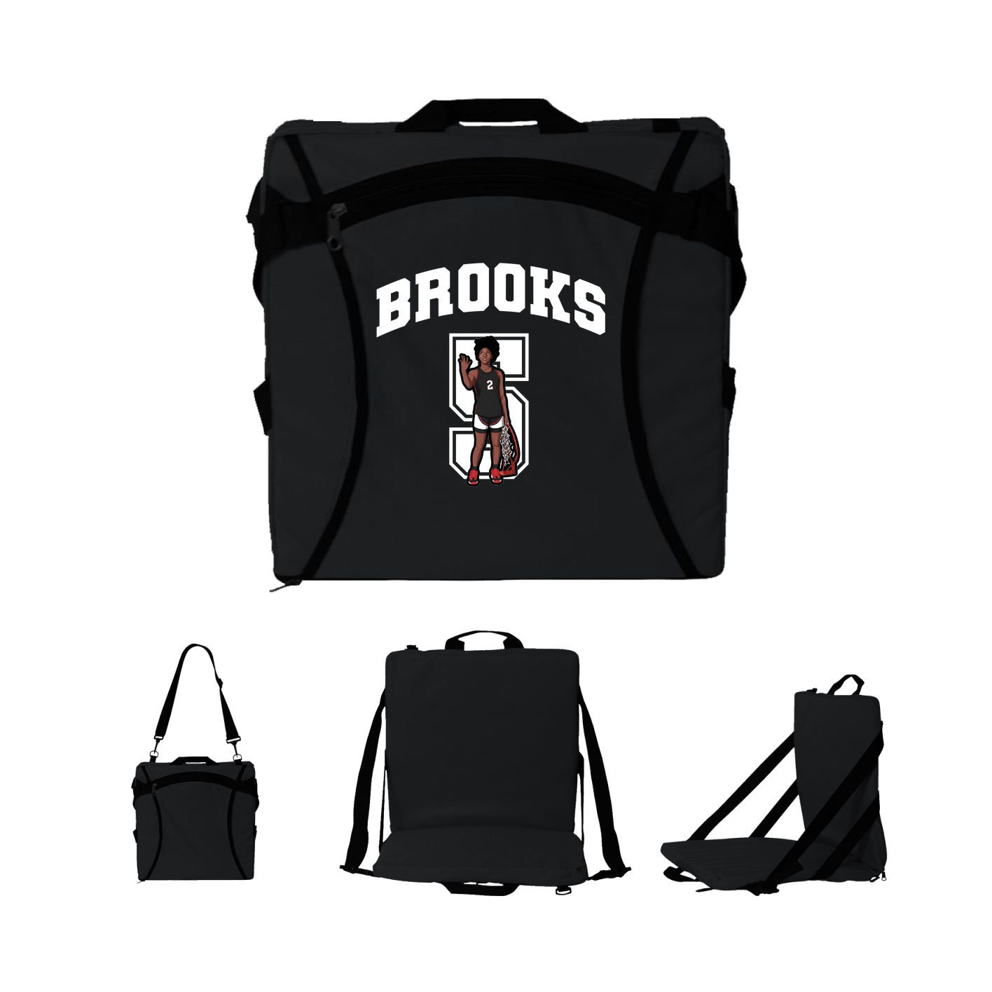 Folding Stadium Seat — Number in Black